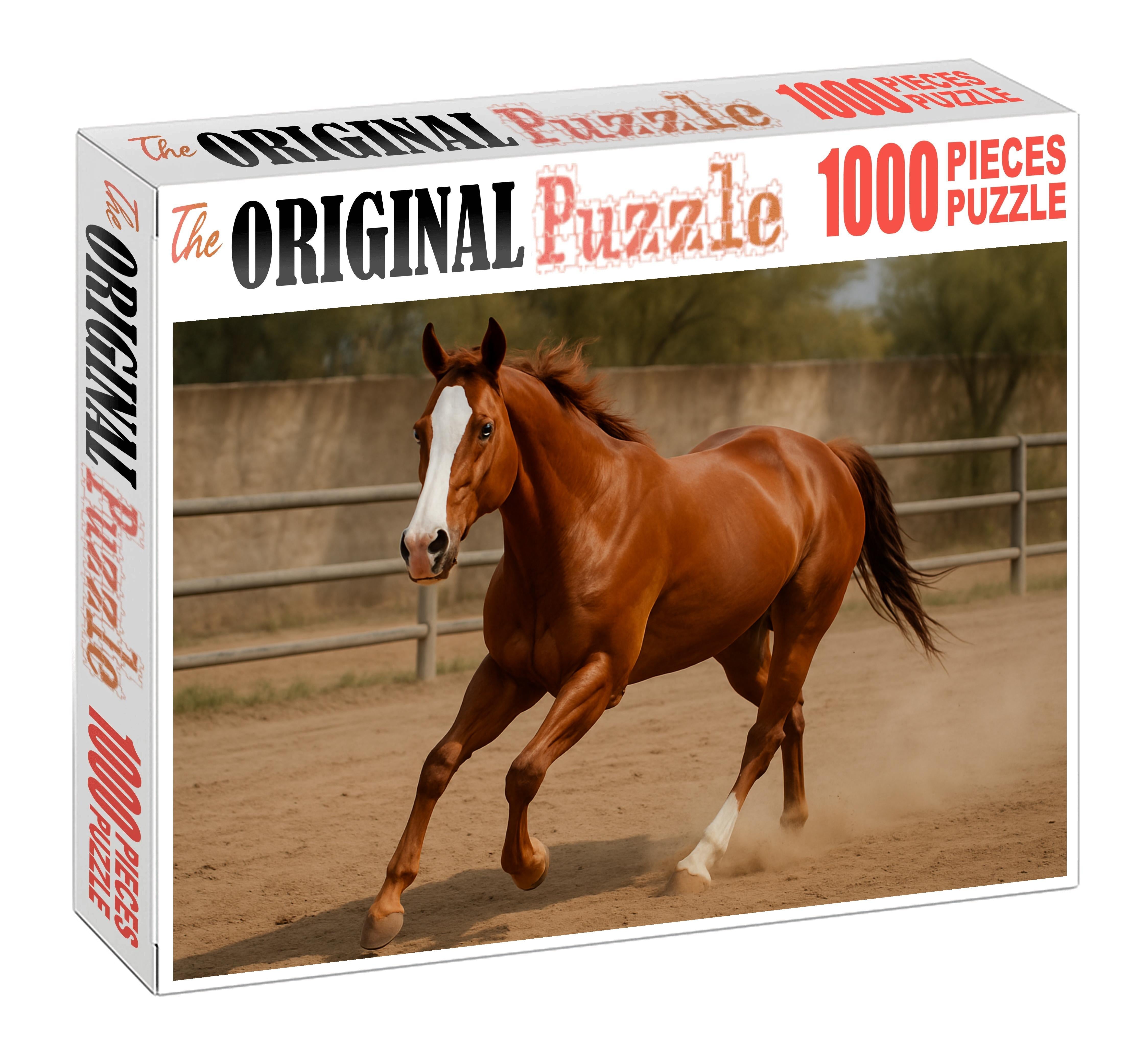 Chestnut Blaze Quarter Horse Athletic Mare With Powerful Hindquarters Large Format Puzzle