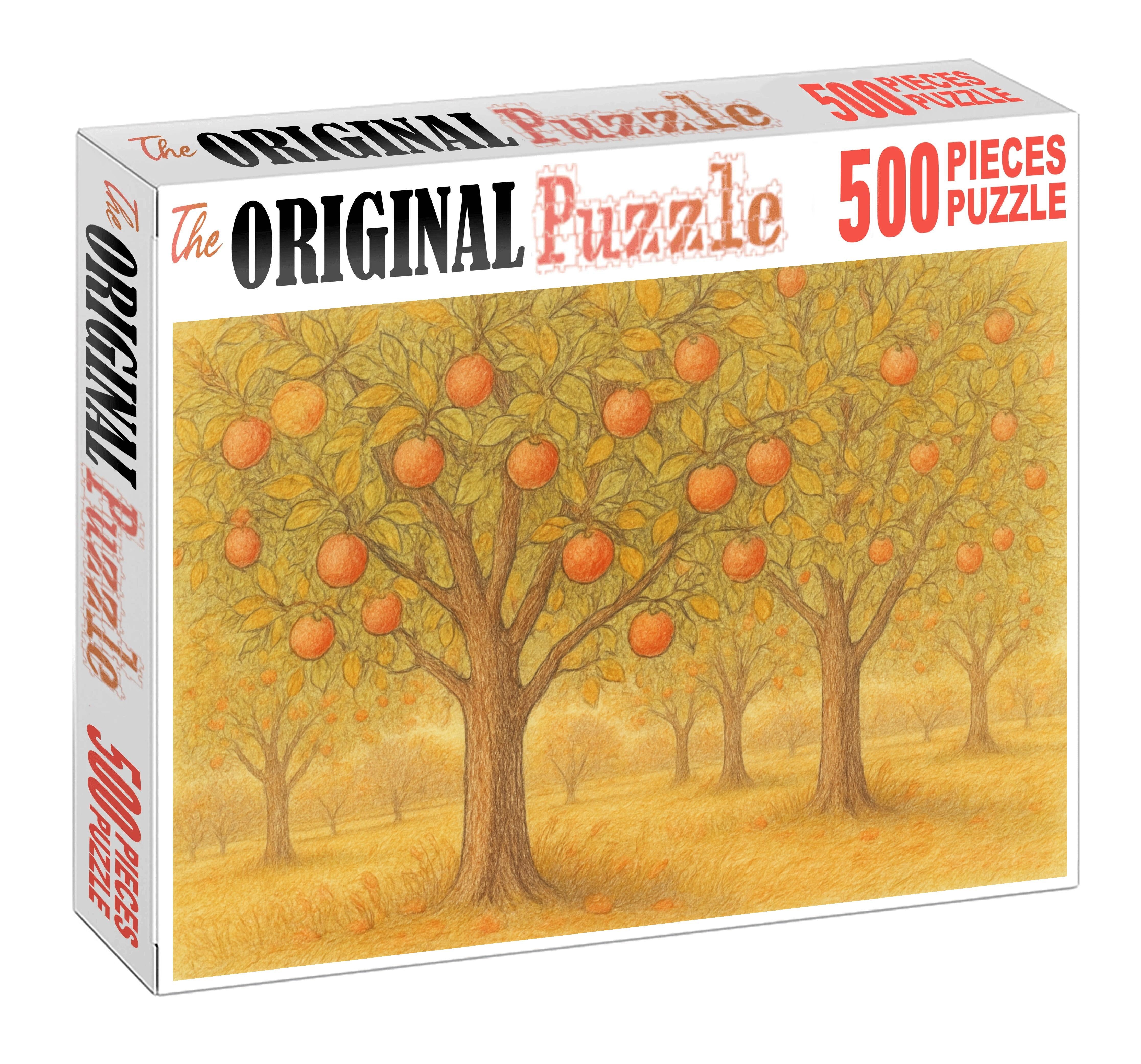 Rustic Orchard Study Colored Pencil Sketch Of Autumnal Fruit Trees Puzzle Collection