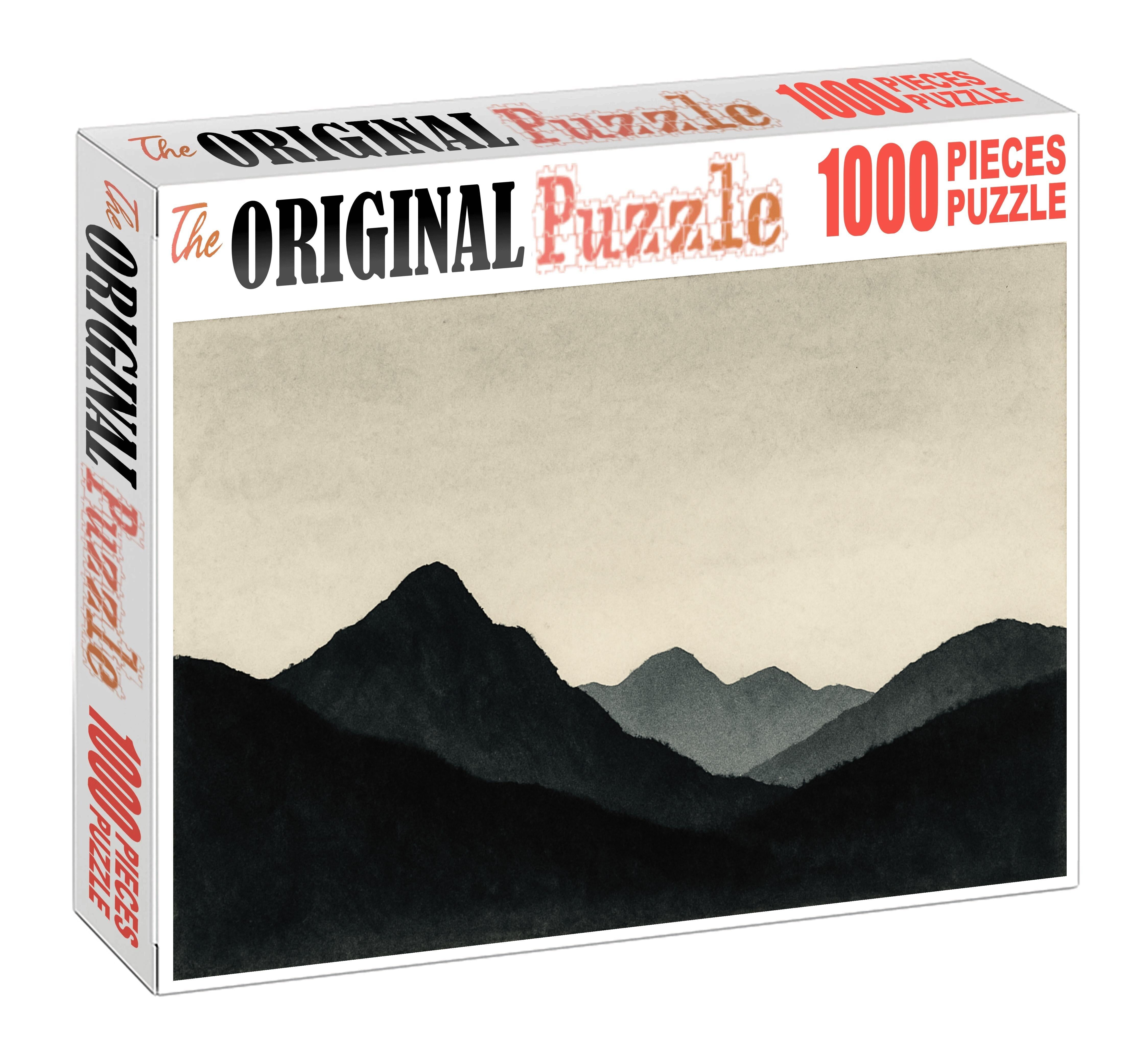 Mountain Peak Silhouette Minimalist Ink Wash With Bold Horizon Lines Puzzle Collection