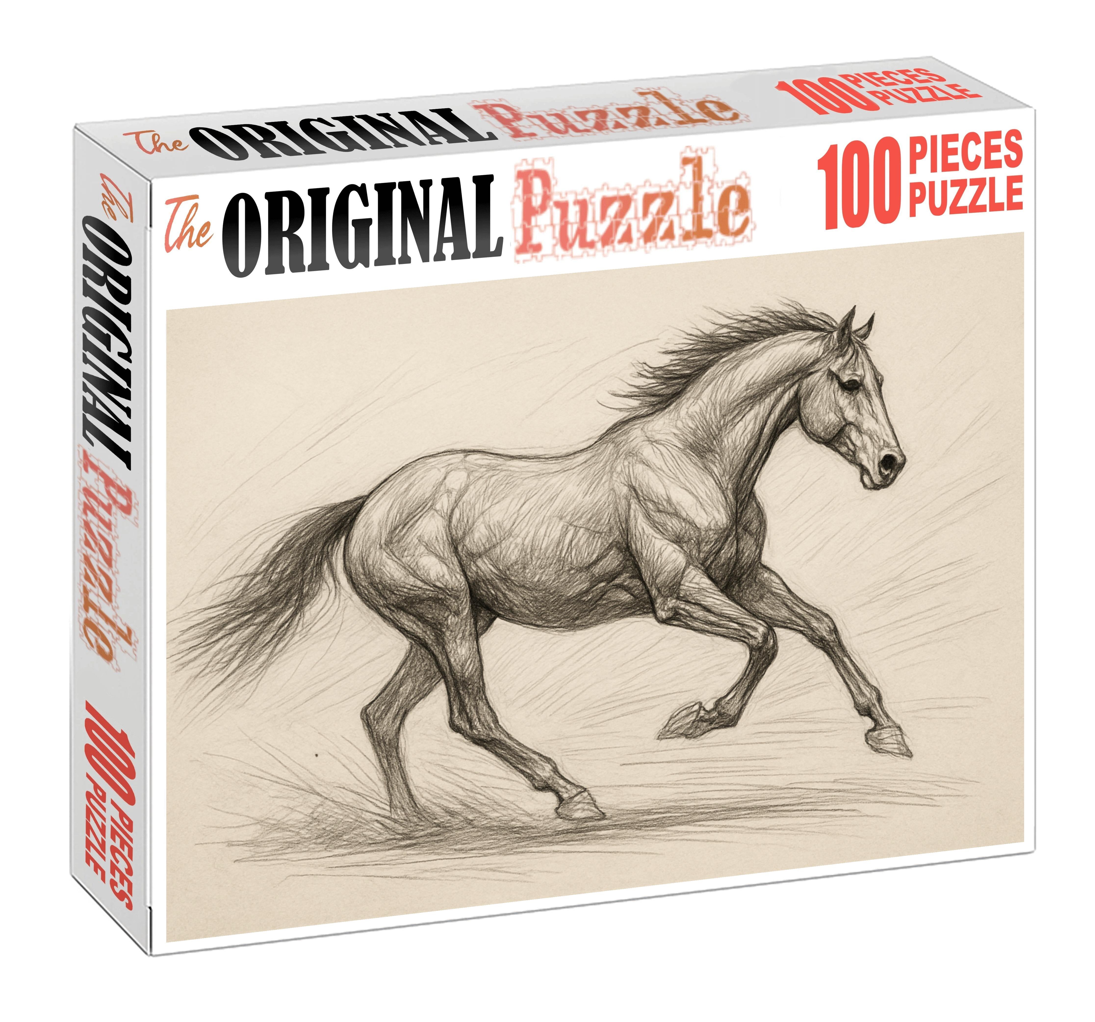 Dynamic Equine Anatomy Study Energetic Pencil Sketch Of Horse Musculature Mini Puzzle