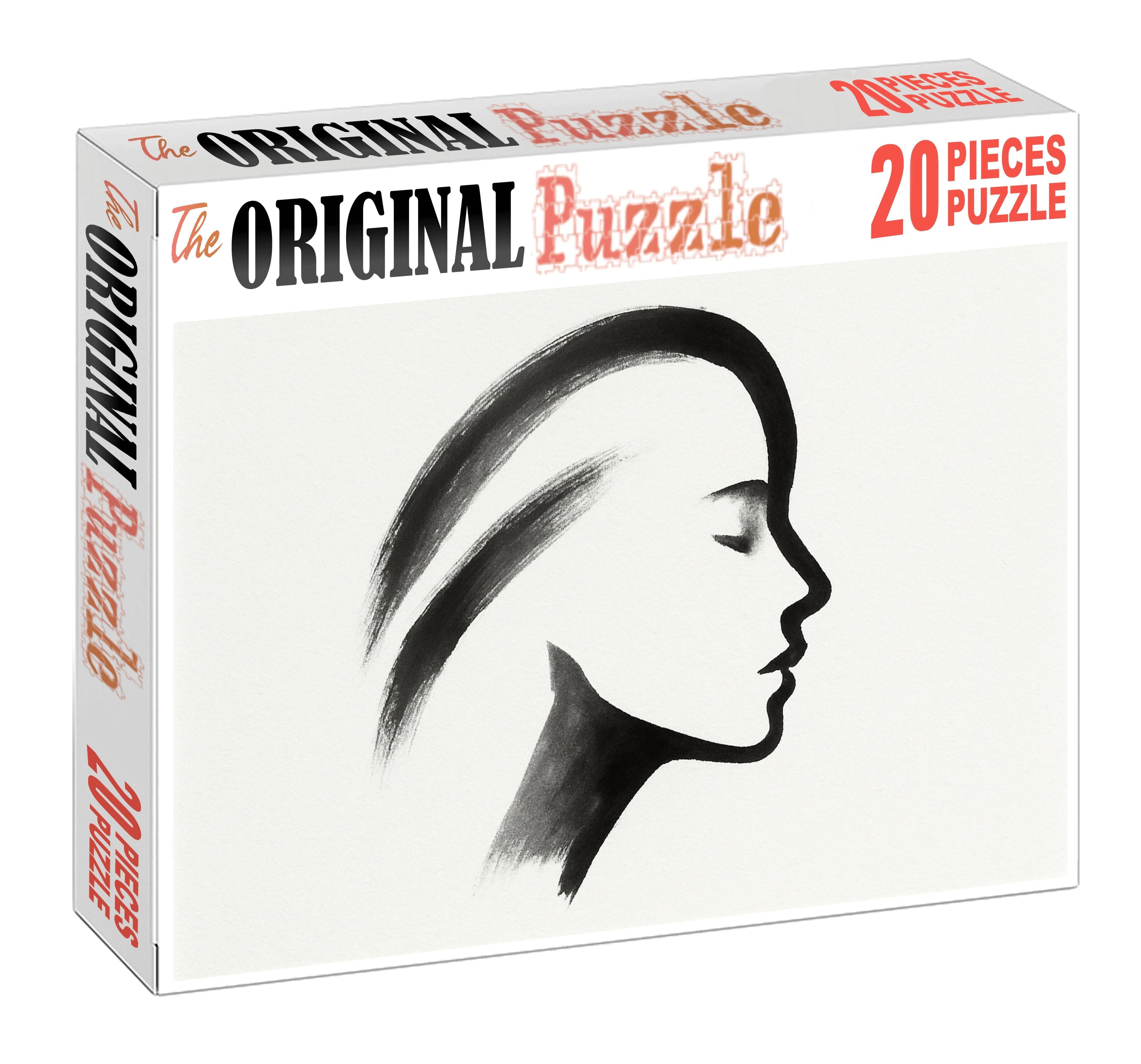 Ethereal Portrait Silhouette Minimalist Brush Pen With Negative Space Play Mini Puzzle