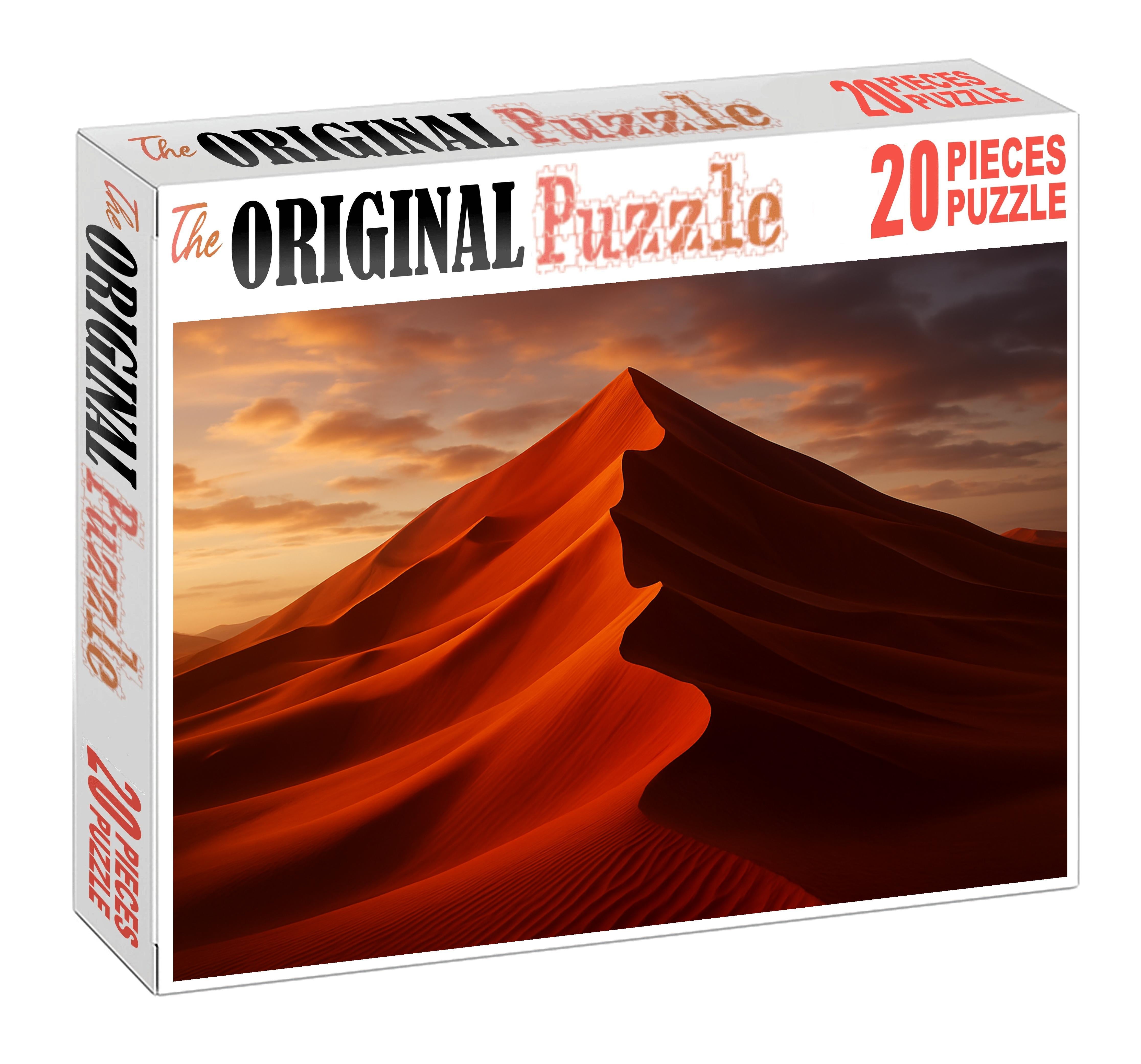 Crimson Crest Ridge Fiery Sands Basking In Sunset's Embrace Premium Puzzle Pieces