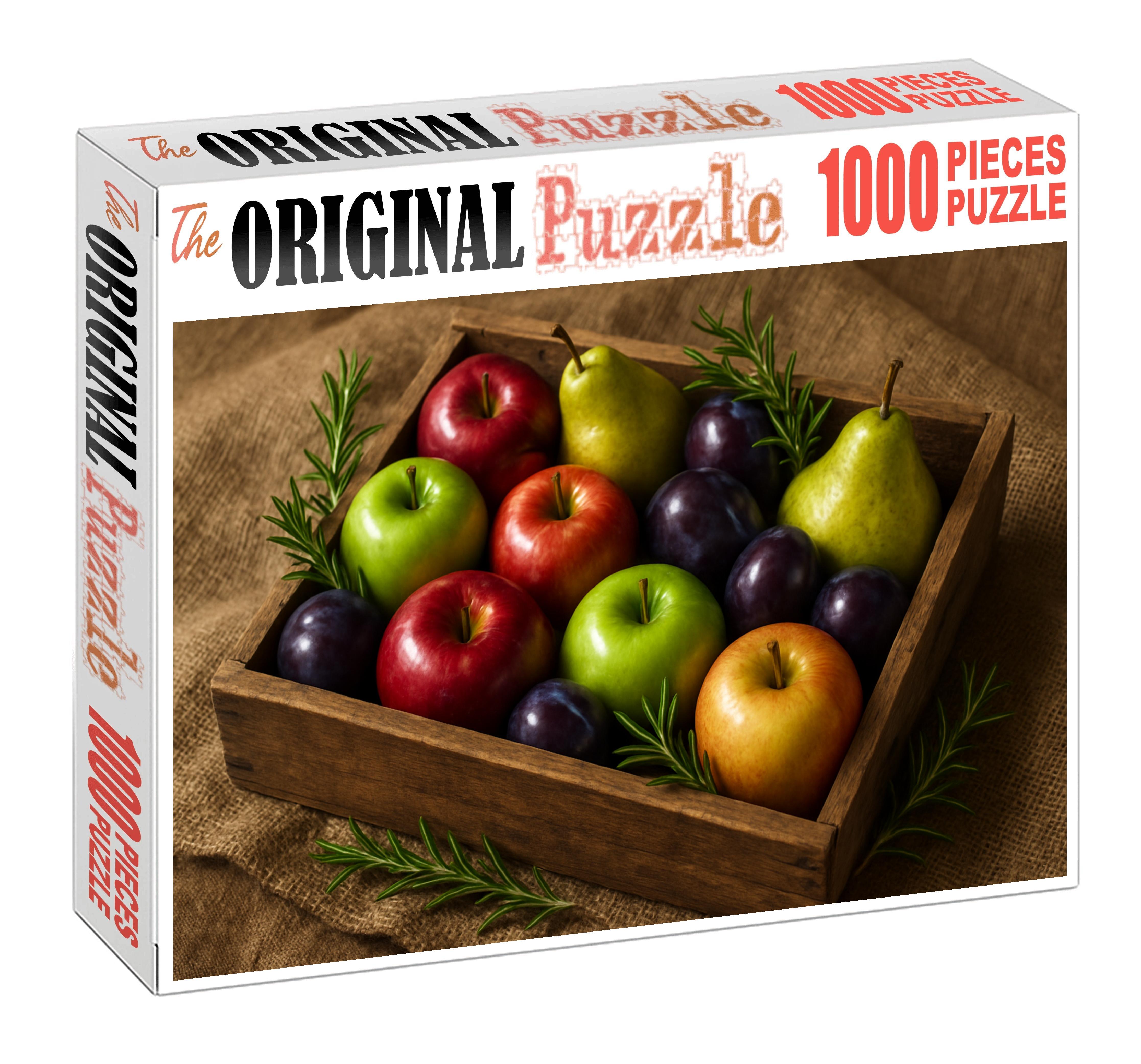 Autumn Orchard Crate Crisp Apples Pears And Plums In A Rustic Wooden Box 1000 Piece Puzzle