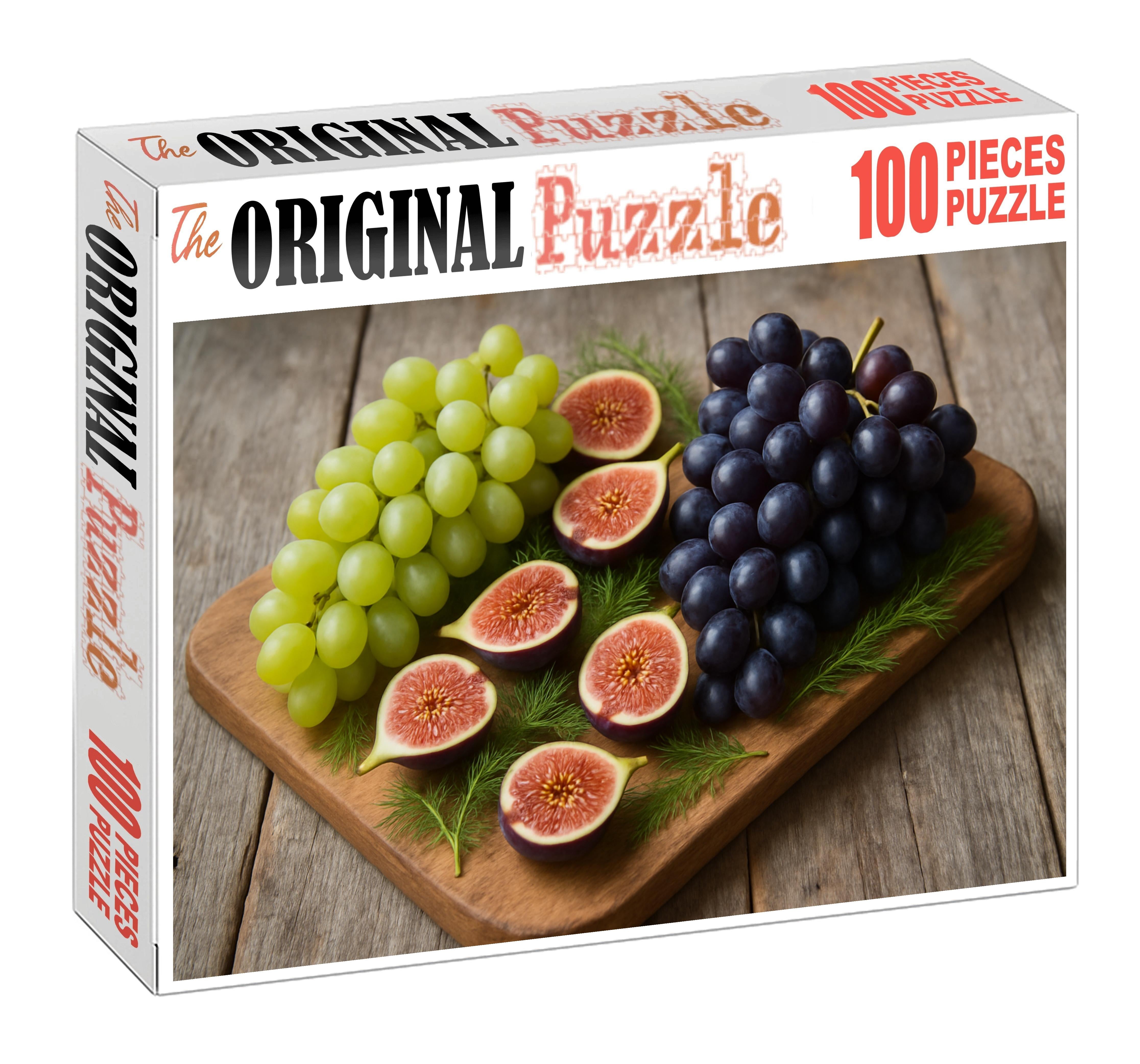 Lush Vineyard Grape Clusters Intertwined With Figs And Fennel Fronds 20 Piece Puzzle