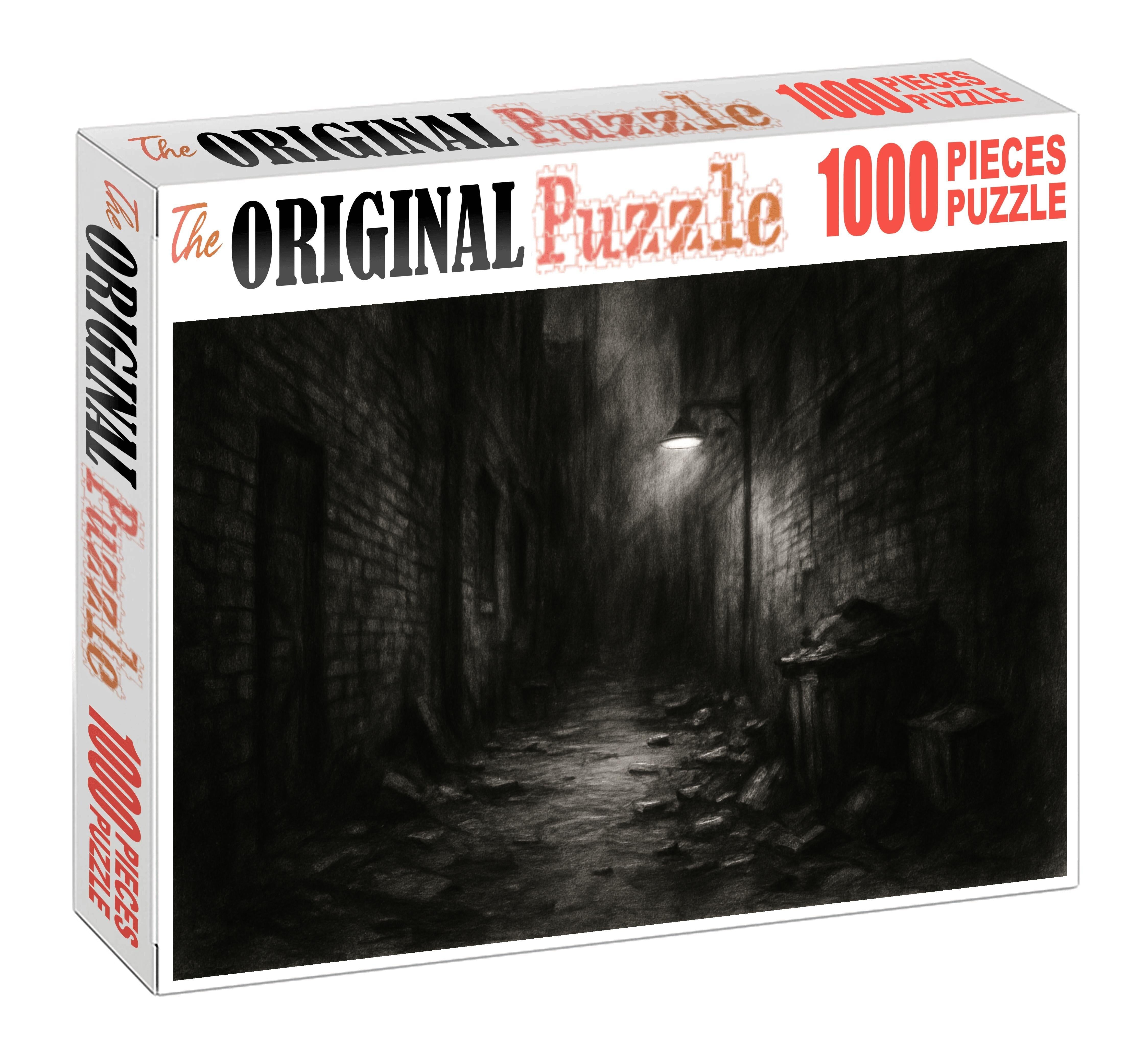 Urban Alleyway Impression Loose Charcoal Sketch Custom Jigsaw Puzzle