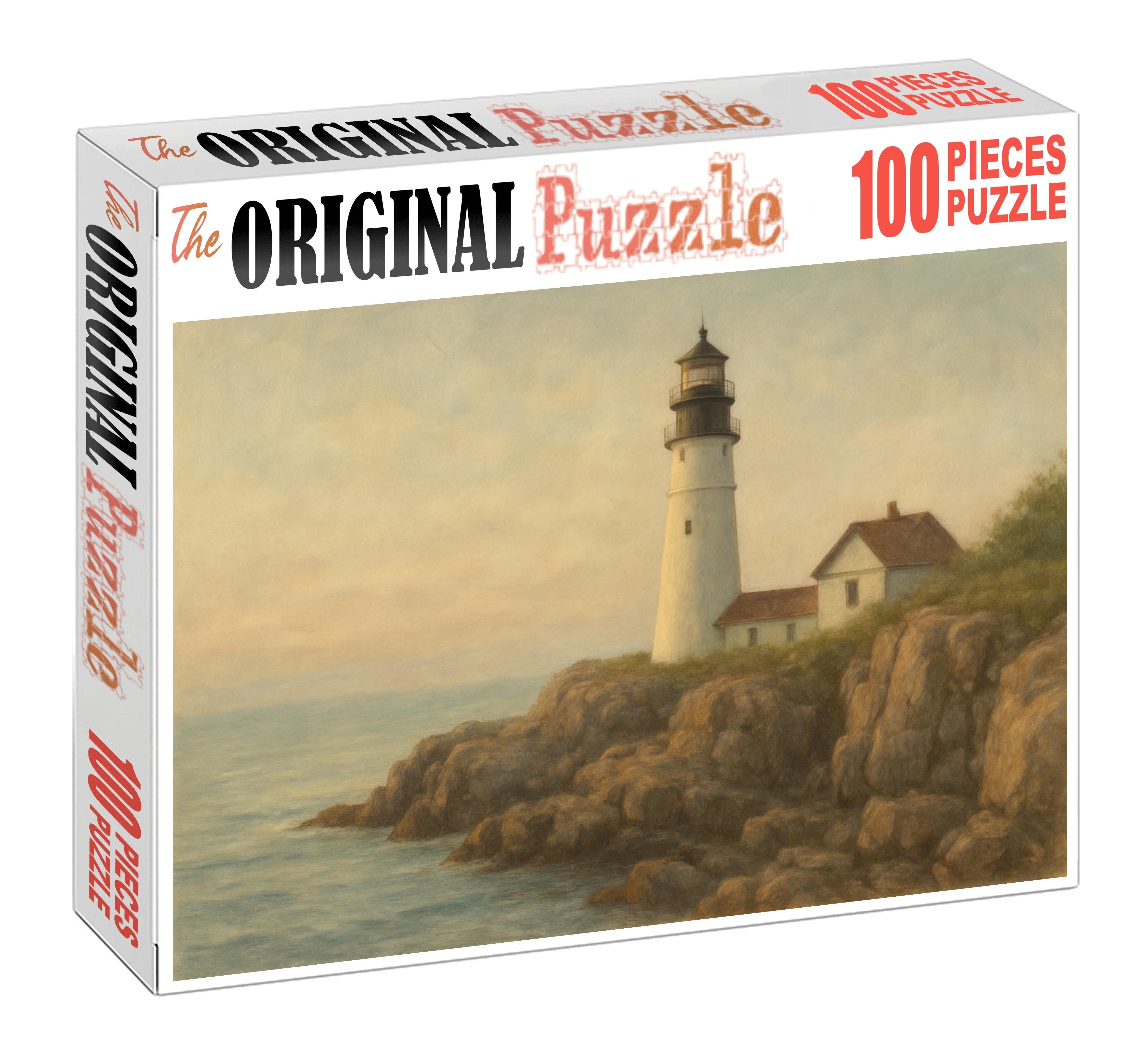 Coastal Lighthouse Scene Soft Pastel Landscape With Textured Detail Puzzle Challenge