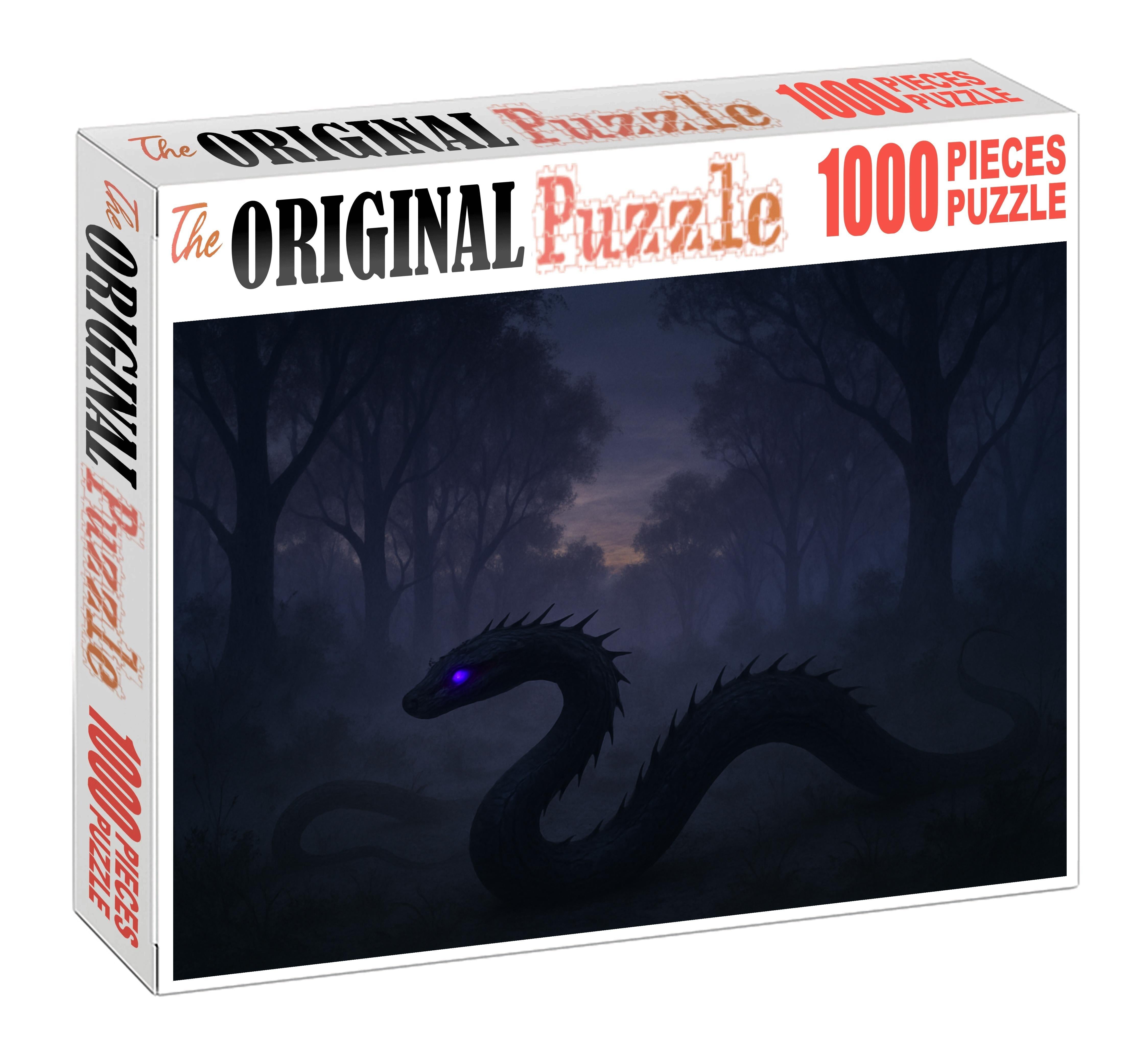 Eclipse Thornwyrm Twilight Serpent With Piercing Violet Eyes Premium Puzzle Pieces
