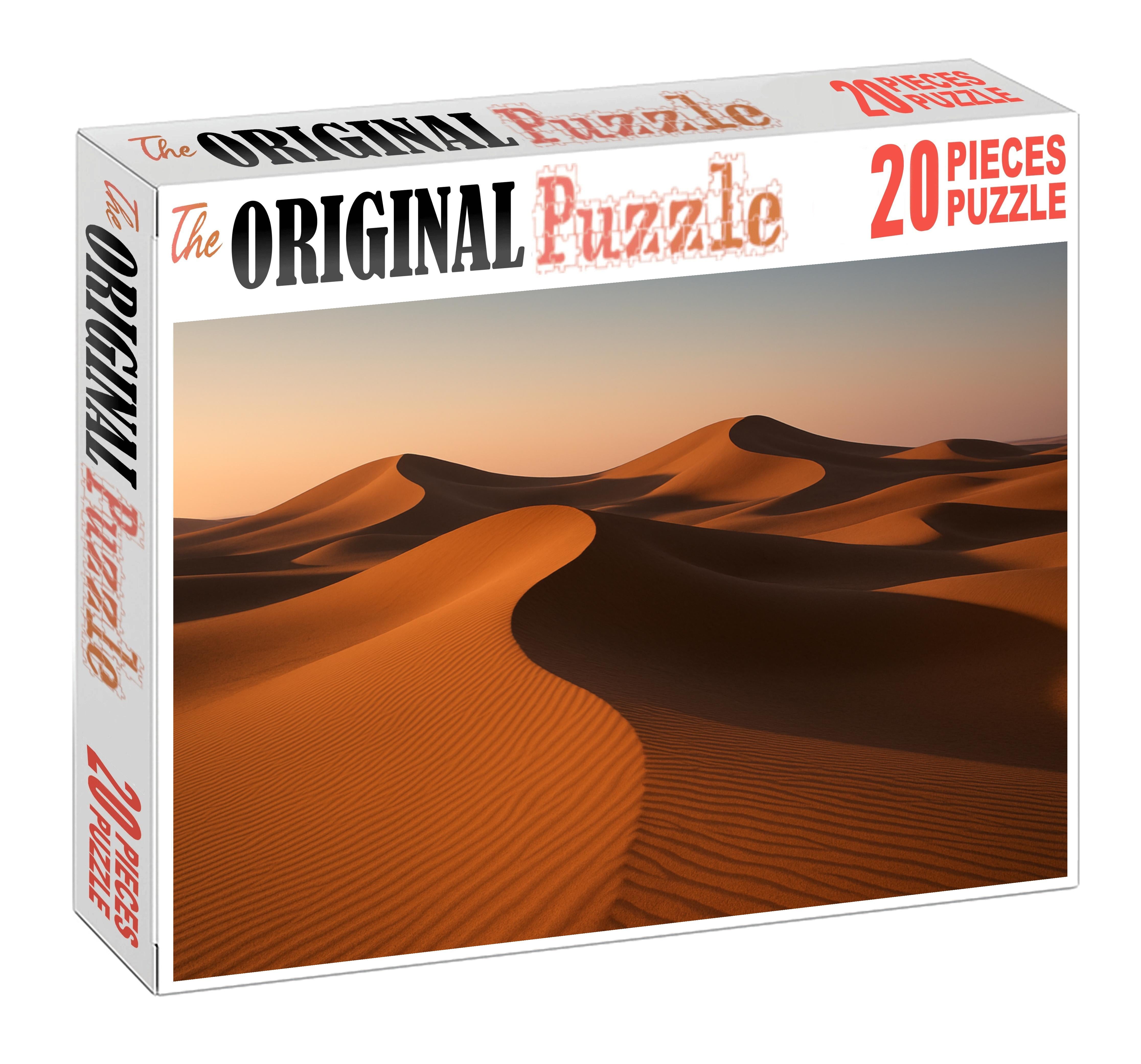 Silent Amber Dunes Tranquil Waves Beneath A Soft Morning Glow Premium Puzzle Pieces