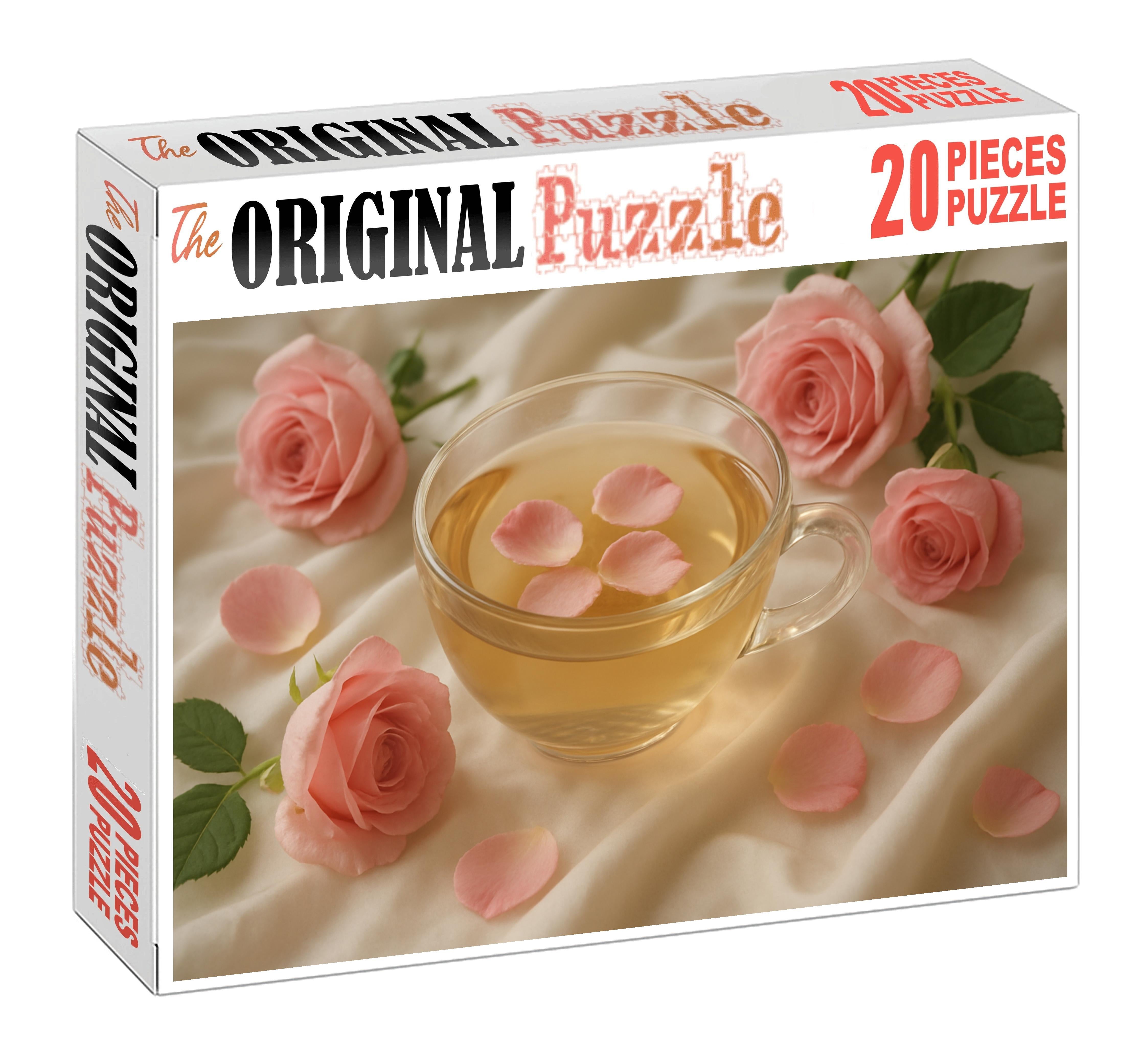 Blushing Rose White Tea Unique Puzzle Design