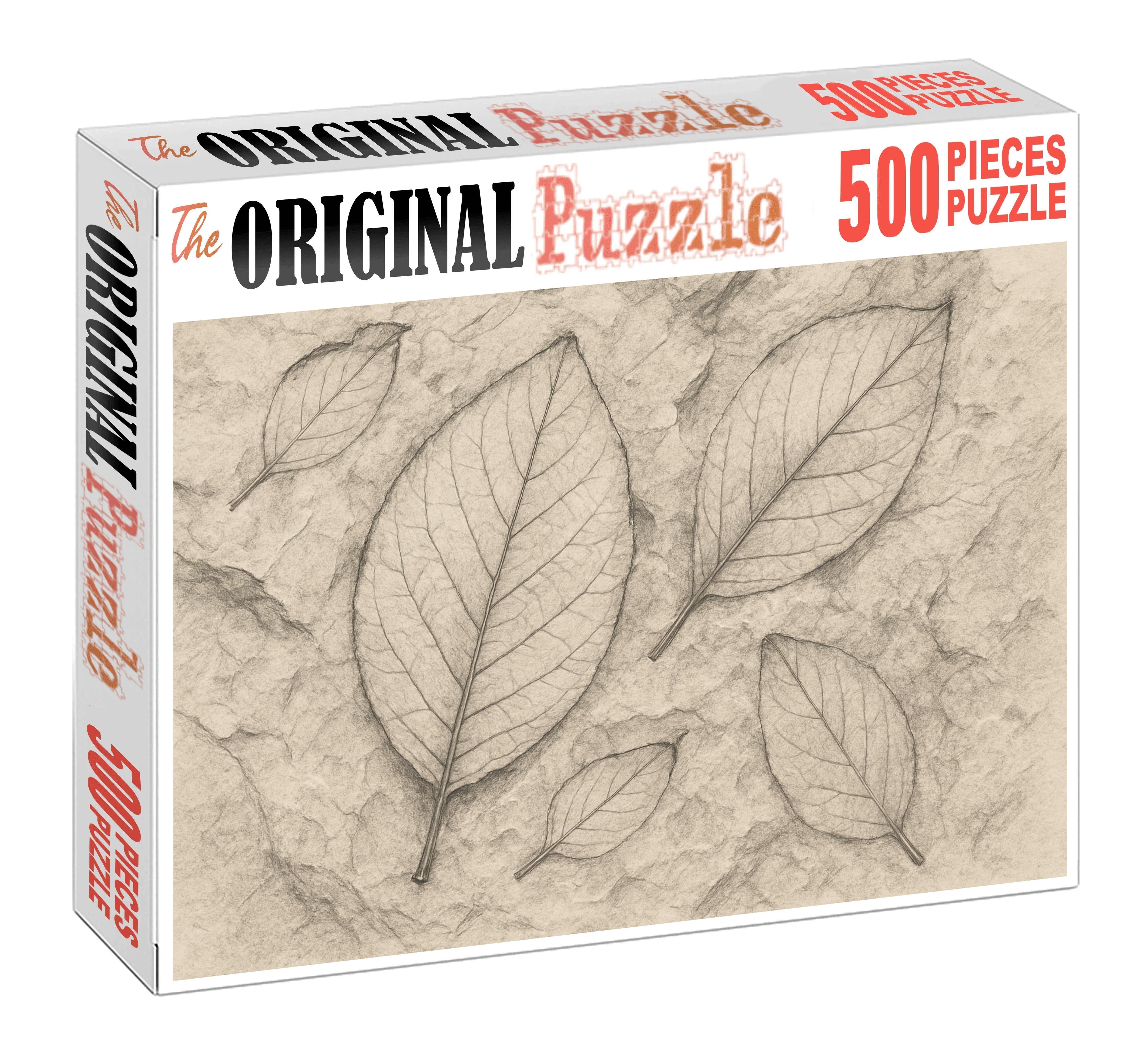 Fossil Imprint Study Graphite And Ink Wash Textural Contrast Puzzle Challenge