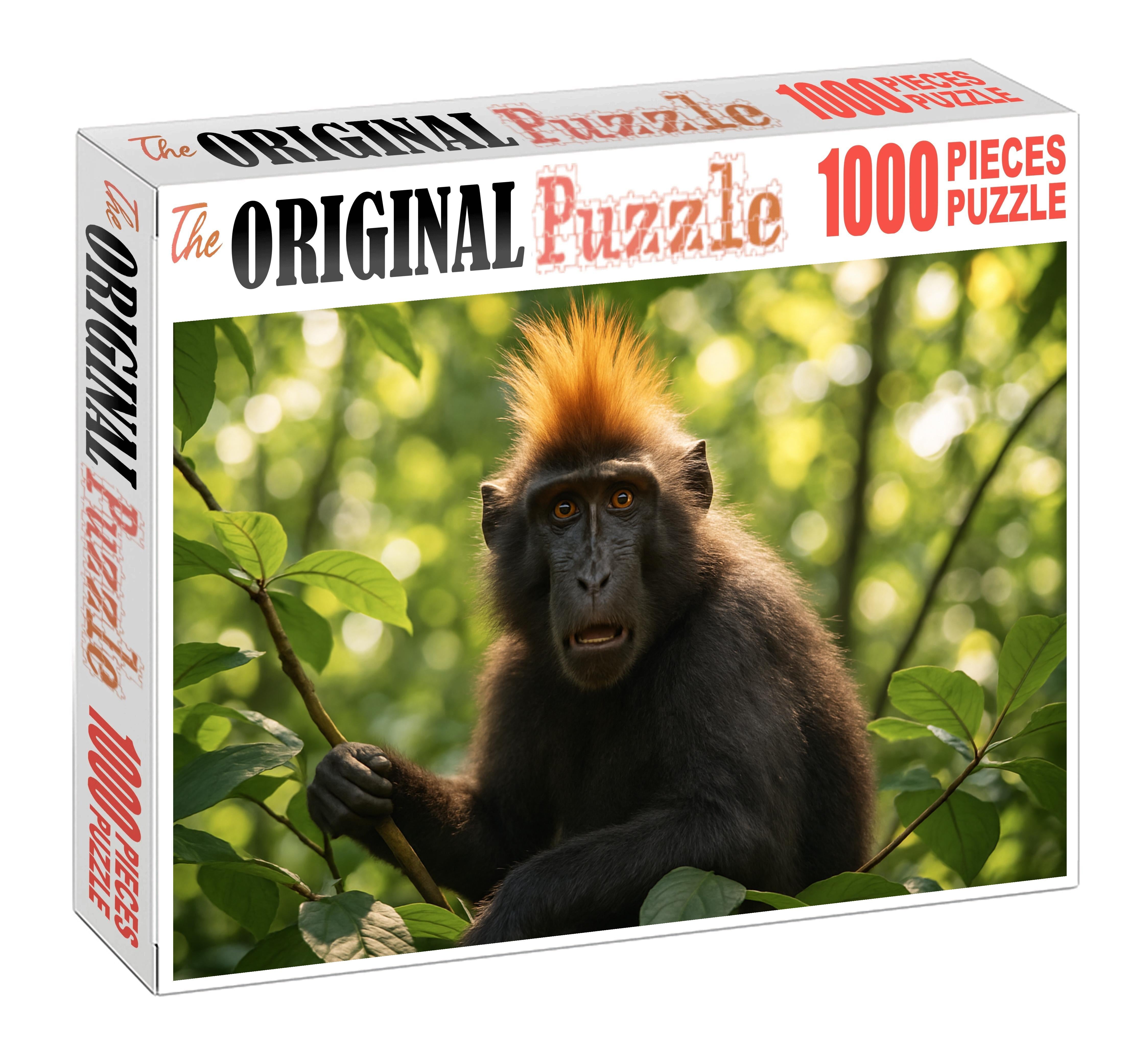 Amber-crested Climber Arboreal Primate With Brilliant Head Feathers Puzzle Fun