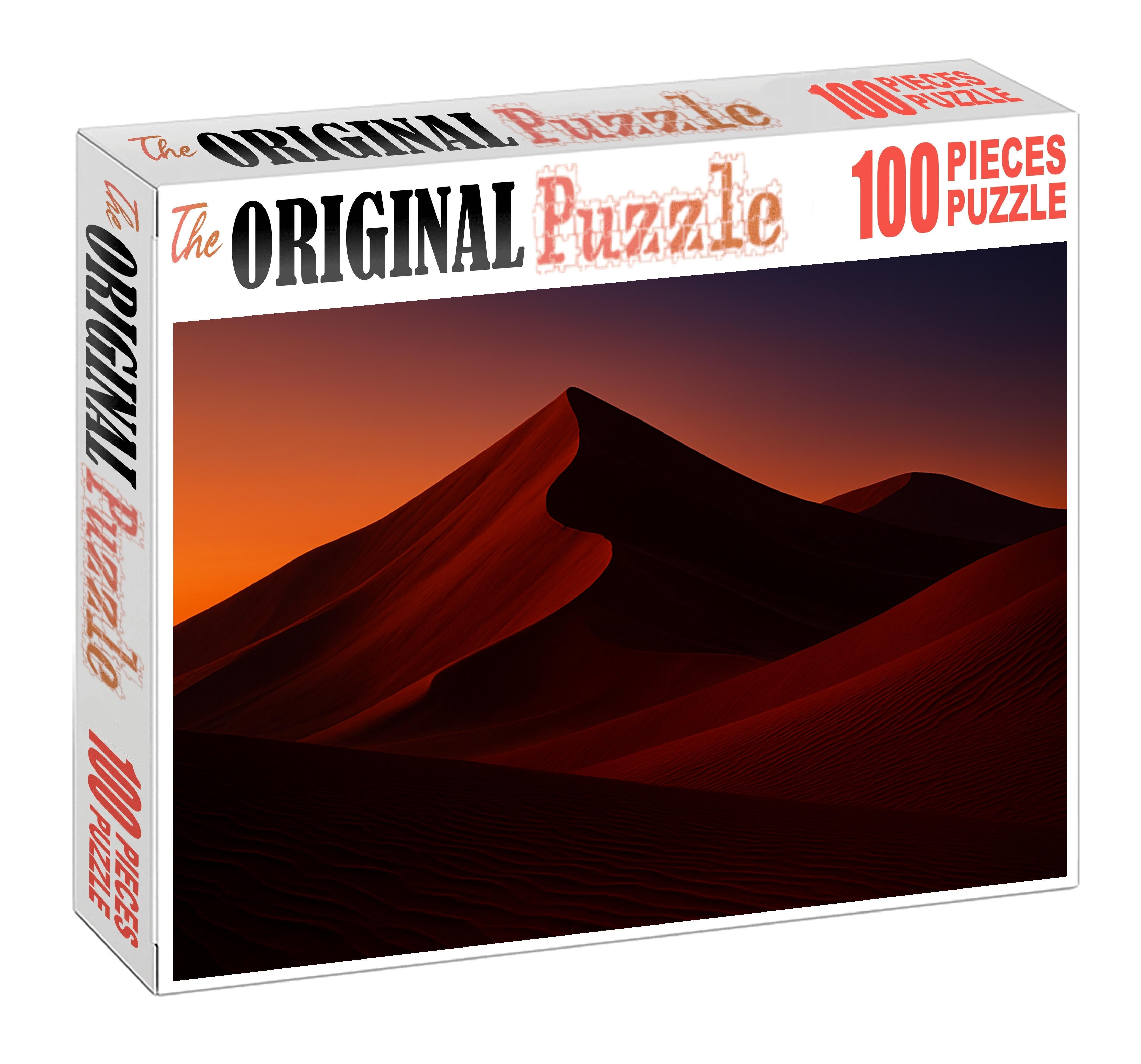 Crimson Dune Crest Vibrant Slopes Under Twilights Embrace Puzzle For Kids