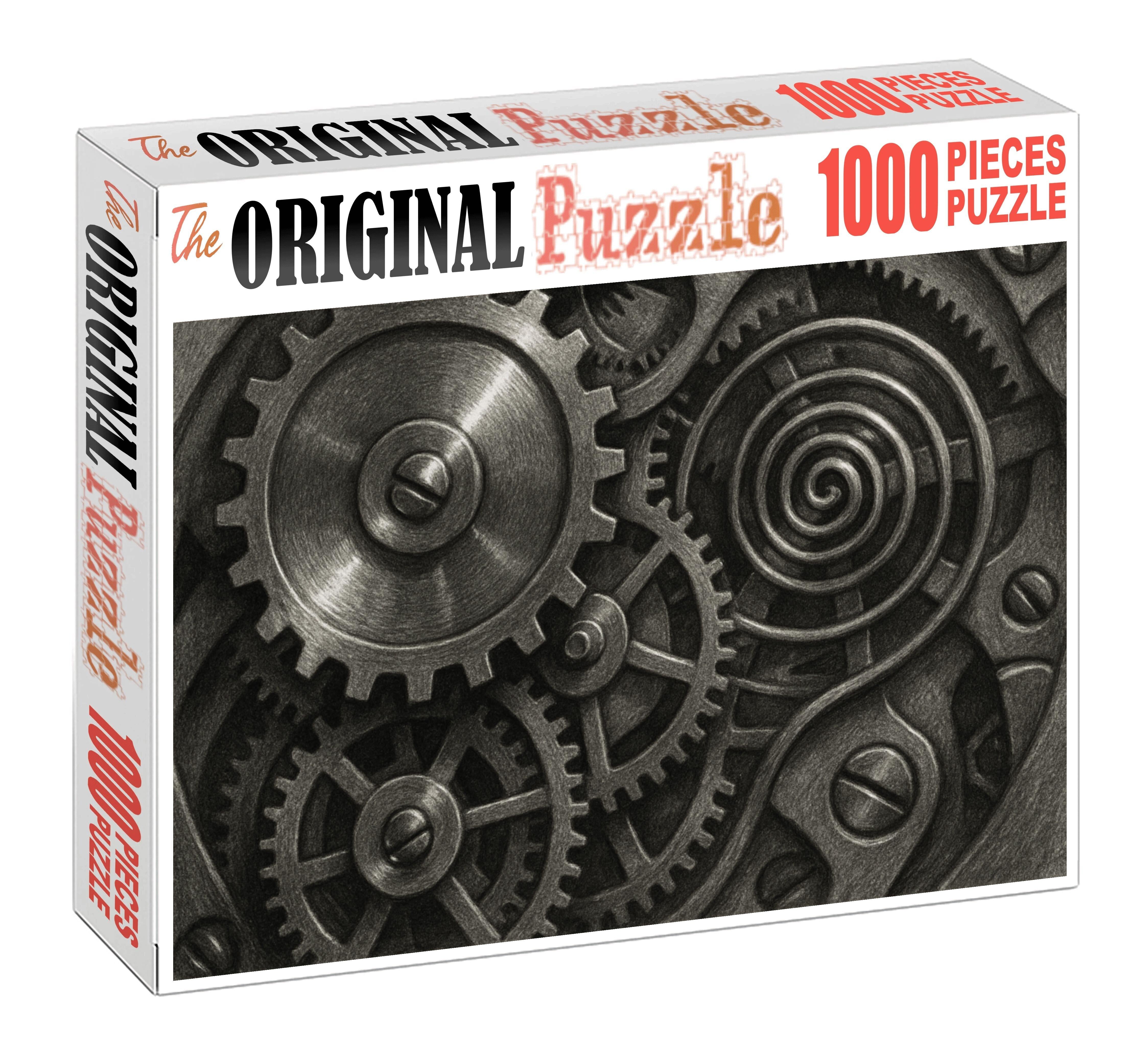 Vintage Mechanical Clockwork Study Graphite Pencil Rendering Of Gears And Springs Puzzle For Kids