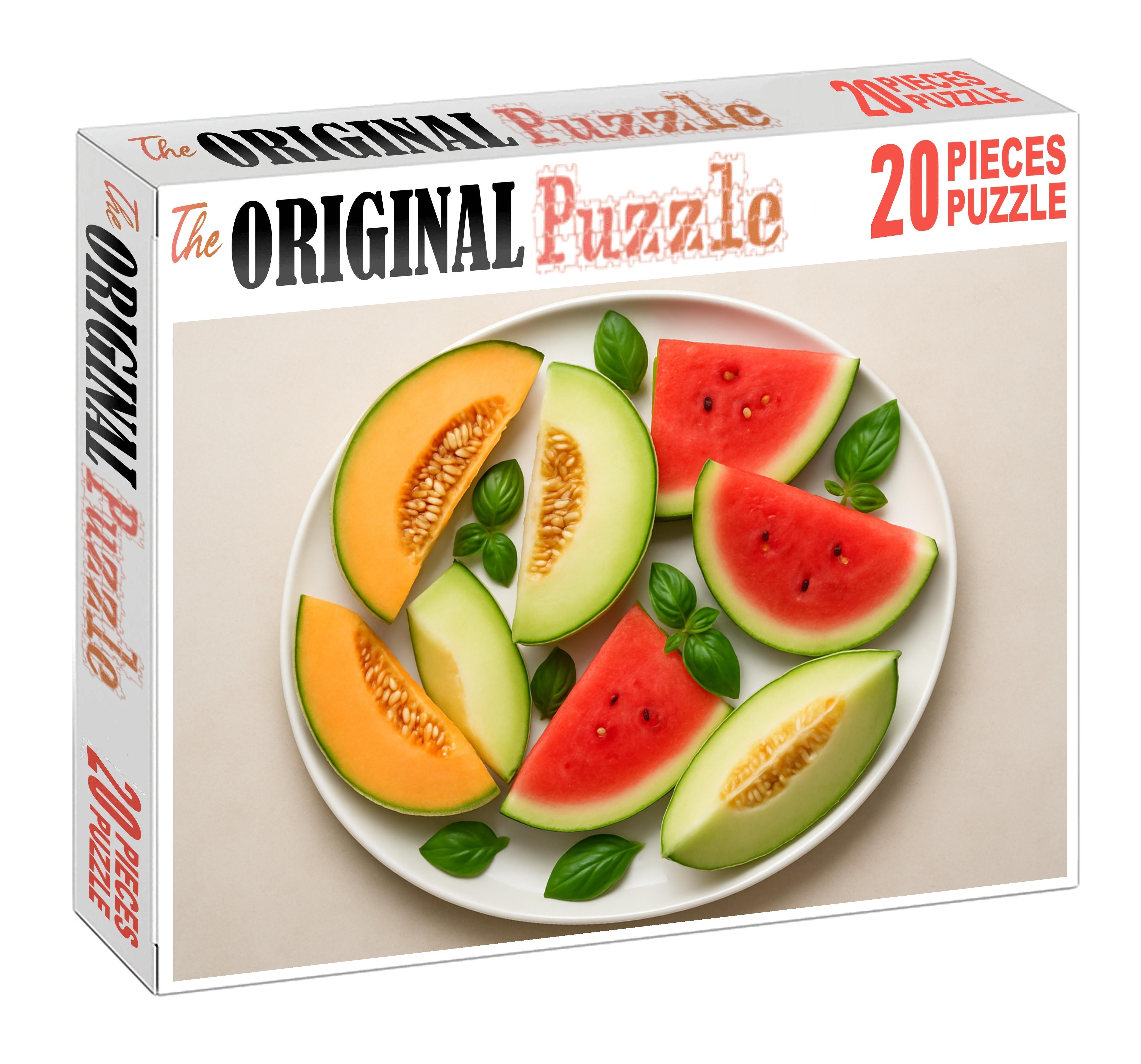 Melon Melody A Symphony Of Cantaloupe Honeydew And Watermelon Slices With Basil Garnish 1000 Piece Puzzle