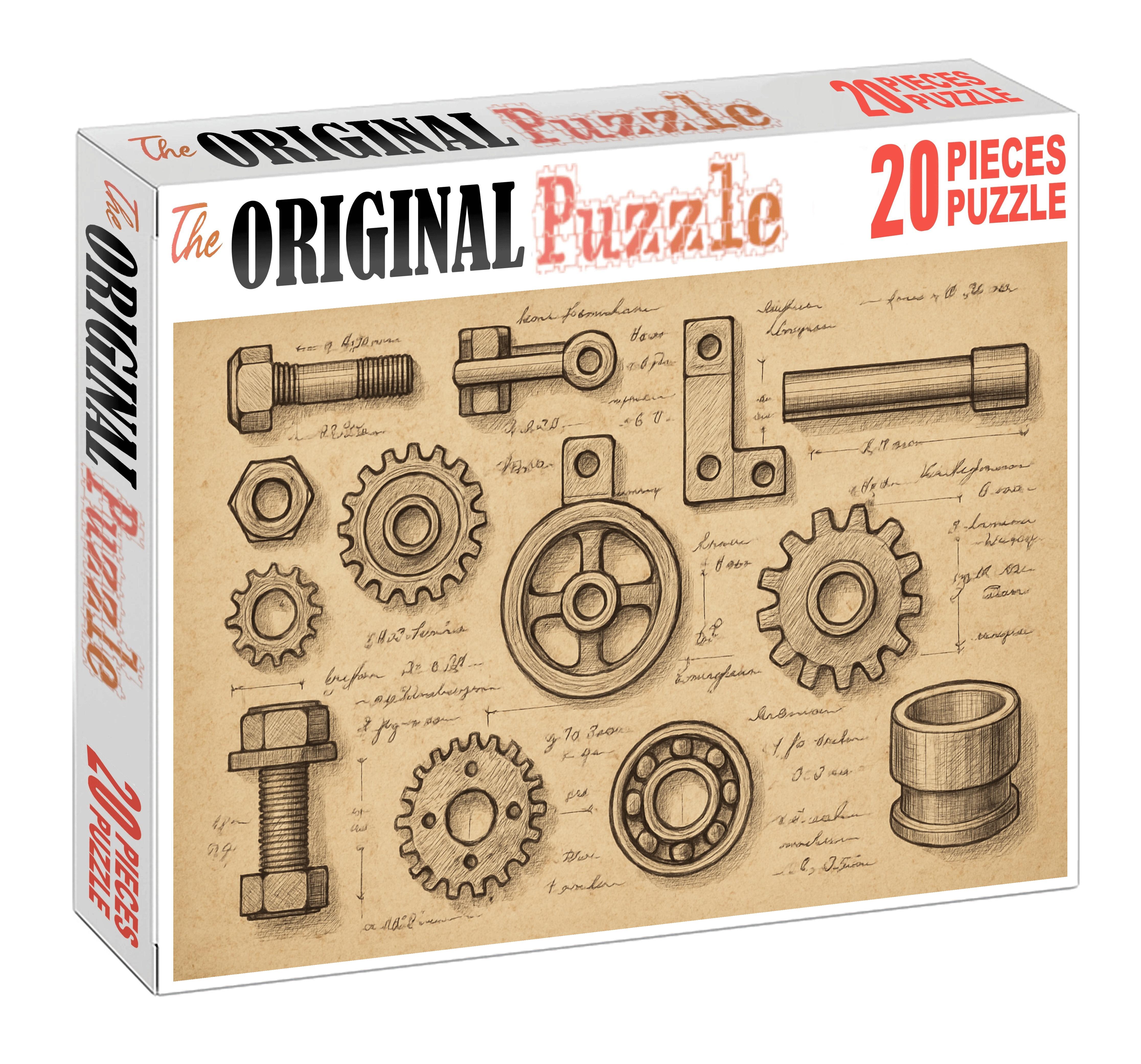 Forgotten Machinery Blueprint Meticulous Ink Line Work With Notations Large Format Puzzle