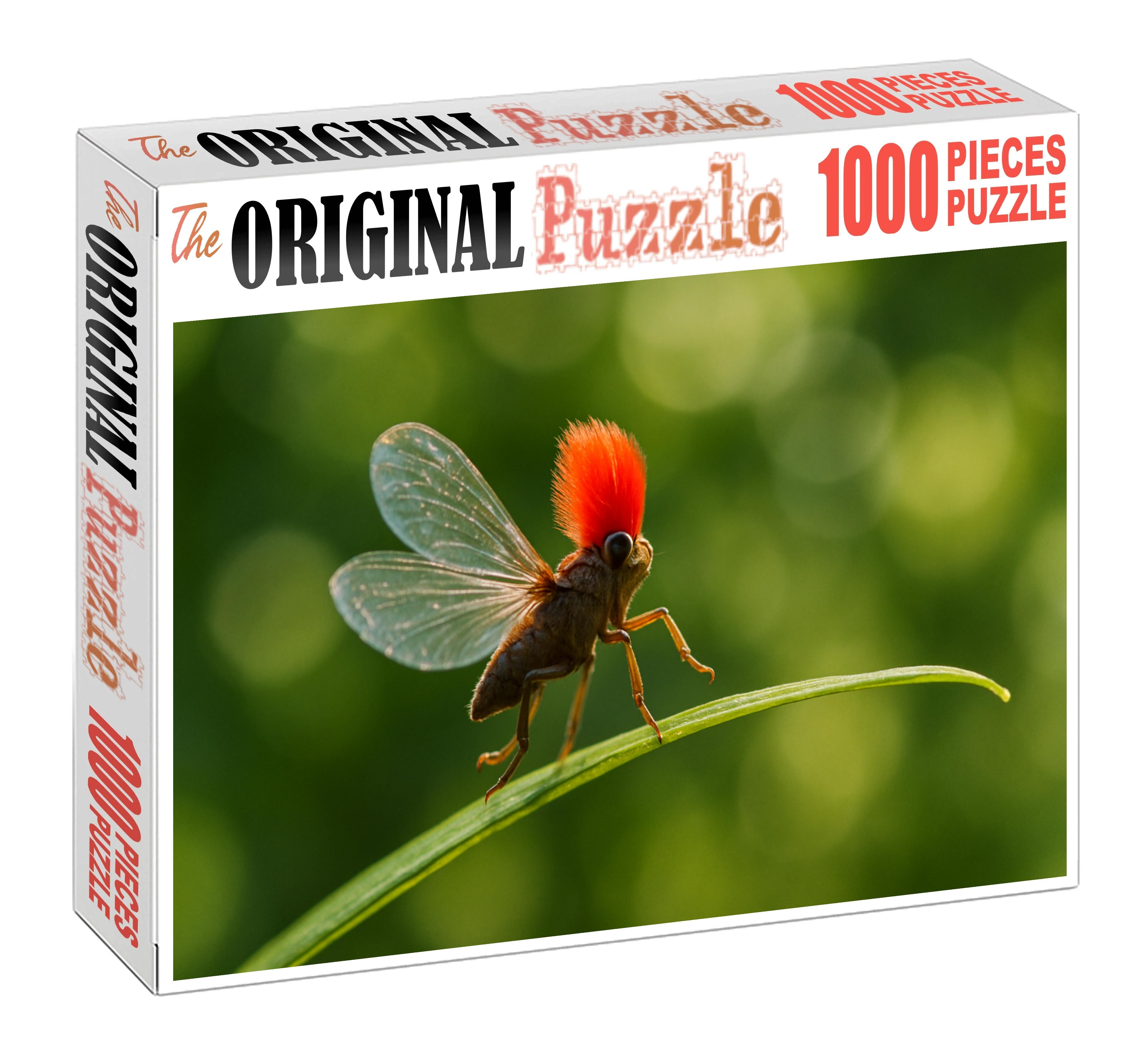 Crimson Crest Hopper Vibrant Canopy Insect With Extraordinary Jumping Power 200 Piece Puzzle