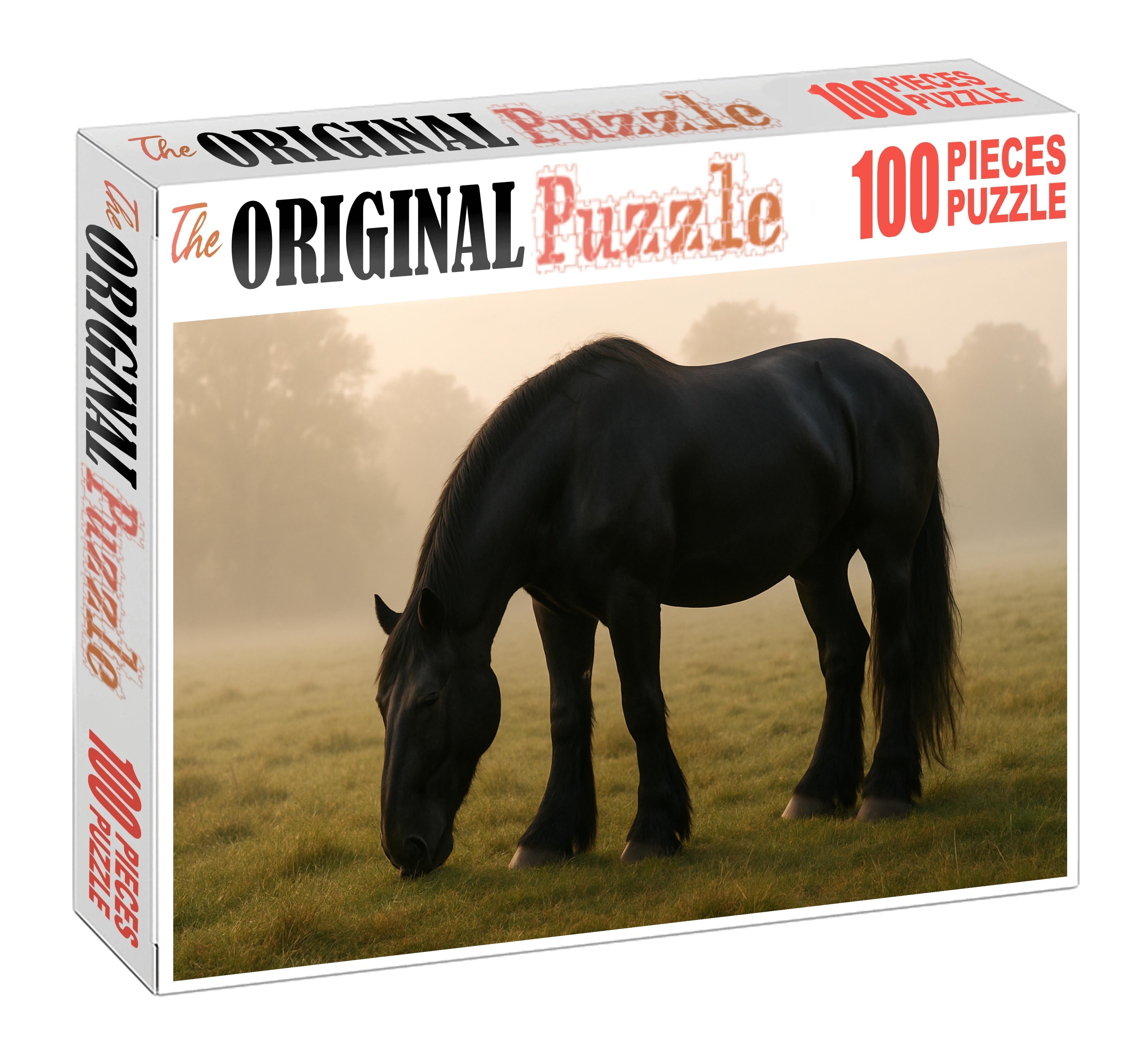 Ebony Majesty Imposing Black Draft Mare With Gentle Heart 50 Piece Puzzle