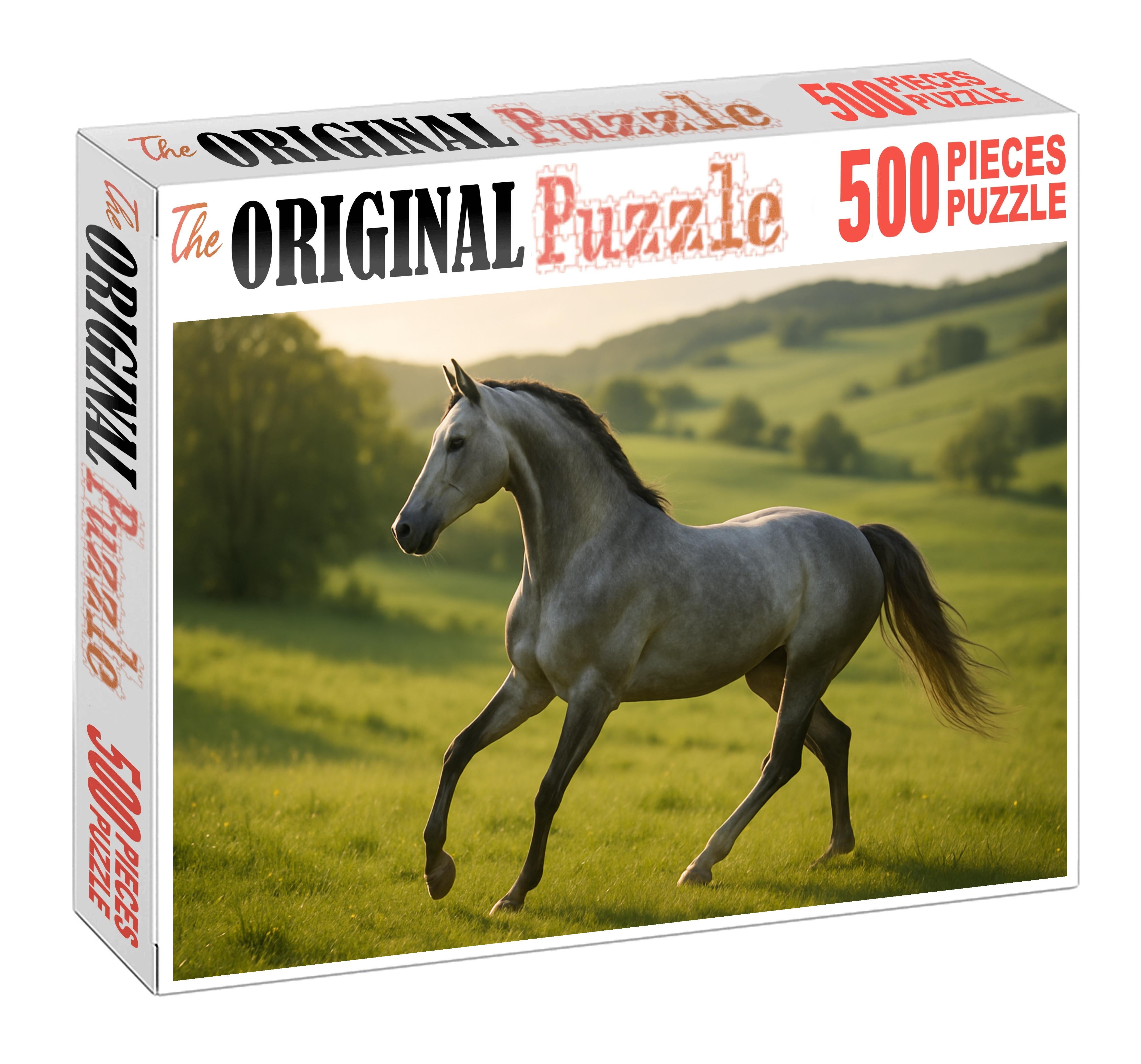 Silver Moon Gazelle Graceful Gray Mare With Effortless Canter Puzzle For Adults