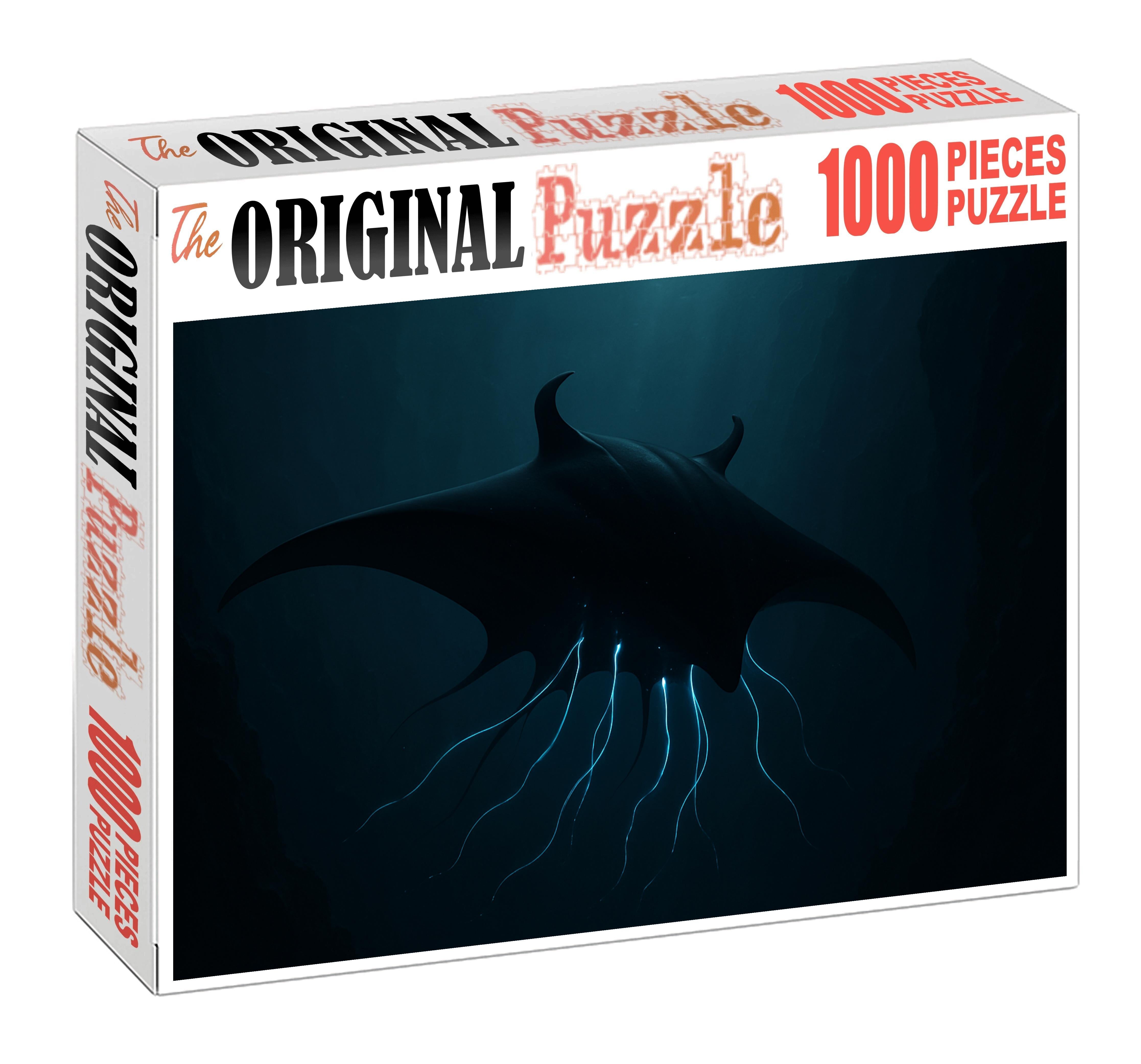 Obsidian Manta Abyssal Glider With Shadow Tendrils Premium Puzzle Pieces