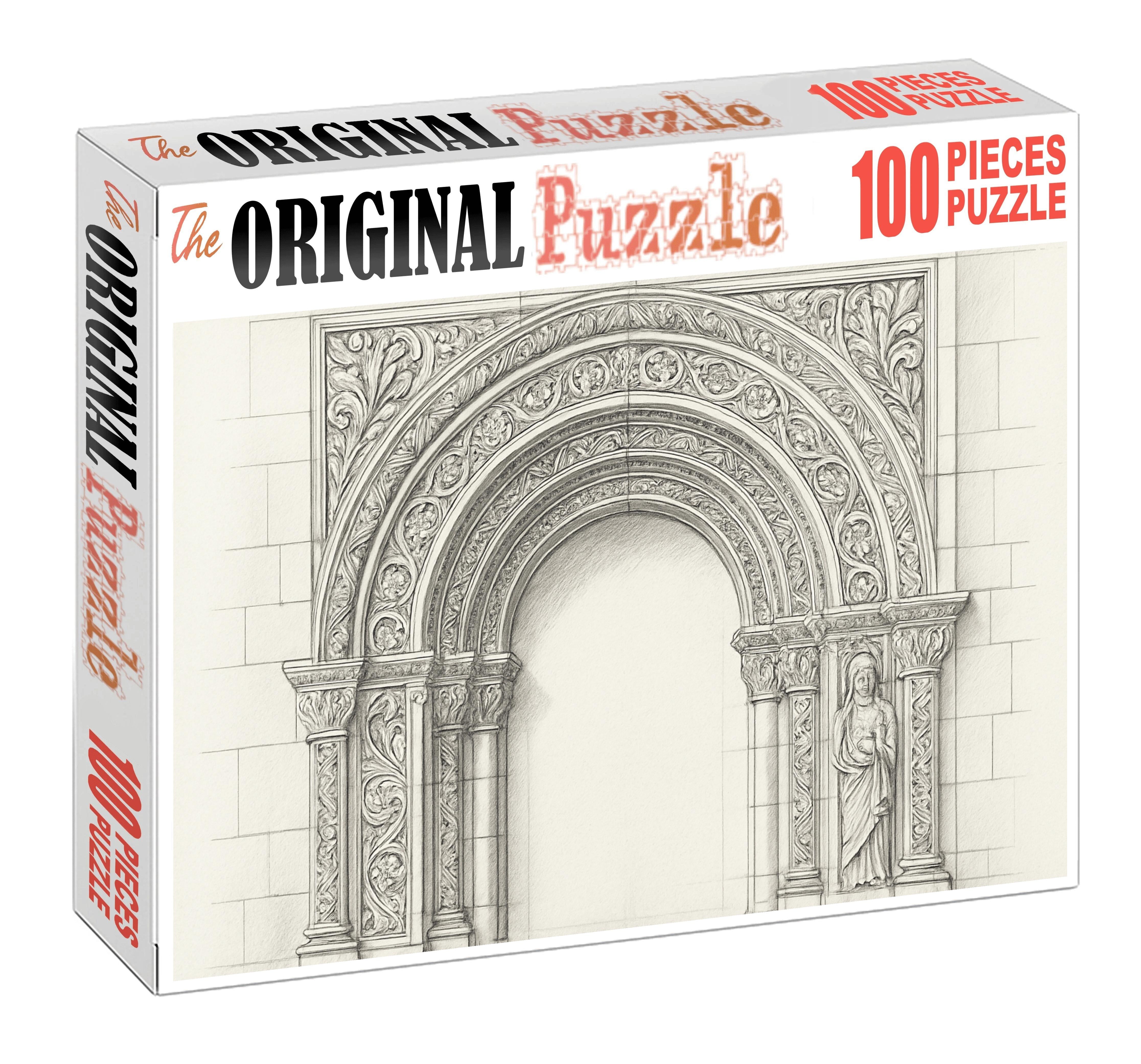 Architectural Arch Detail Precise Technical Pencil Drawing With Clean Lines Large Format Puzzle