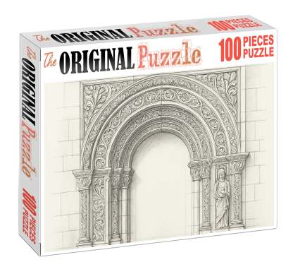 Architectural Arch Detail Precise Technical Pencil Drawing With Clean Lines Large Format Puzzle