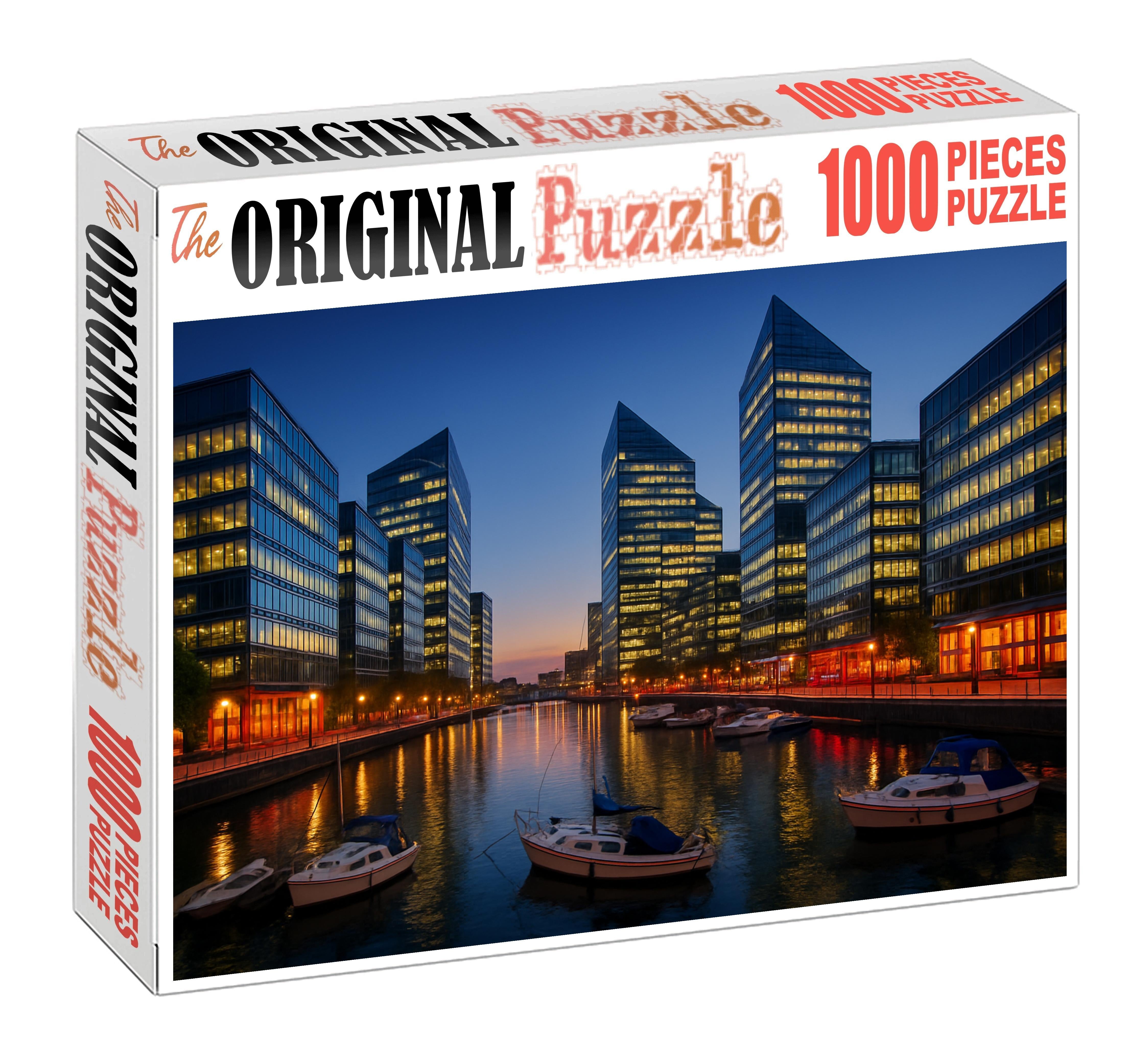 Melbourne Docklands Skyline Emerging Urban Waterfront With Contemporary Silhouettes Wooden Jigsaw Puzzle puzzle