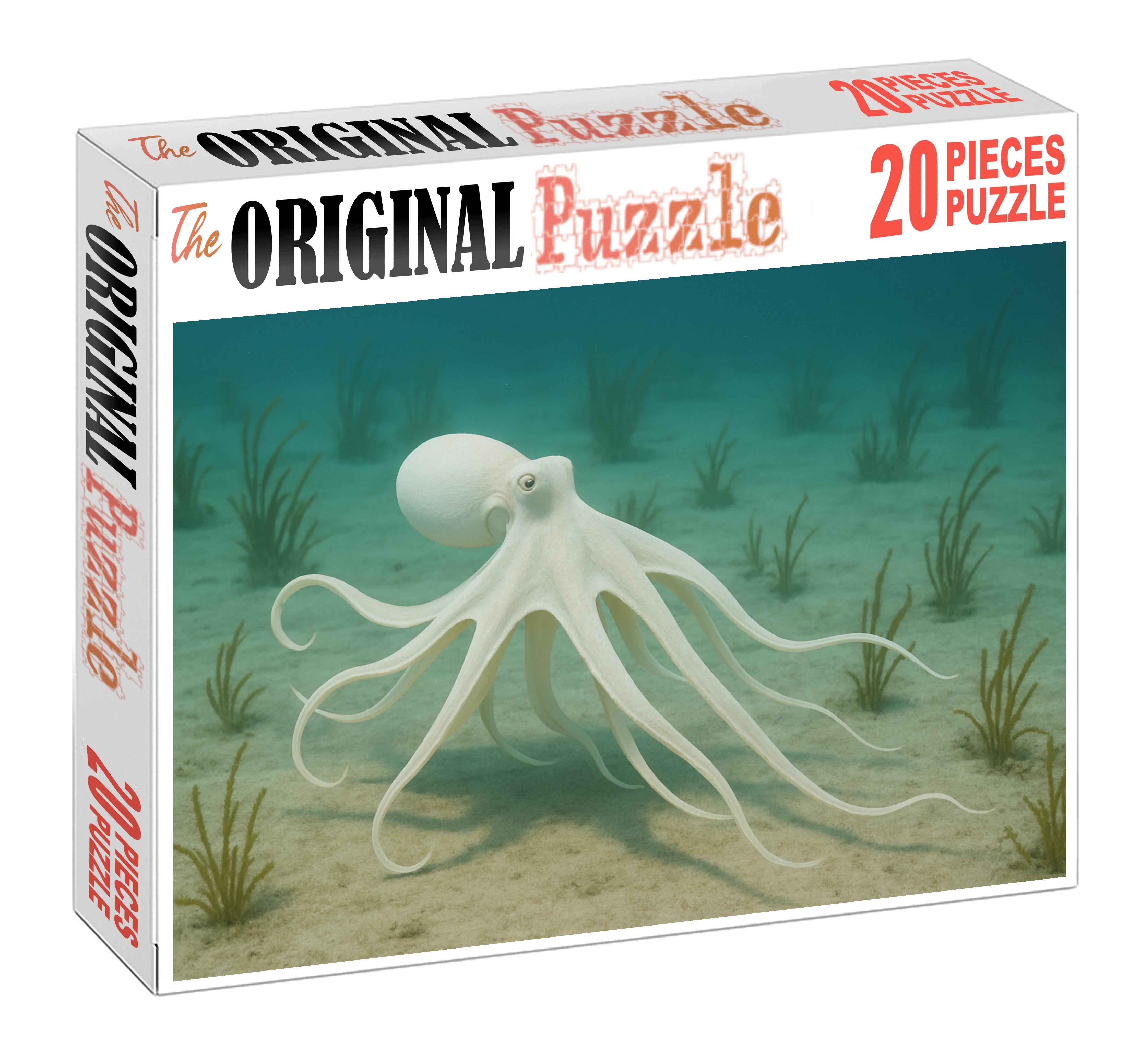 Ivory Ribbon Octopus Graceful Cephalopod With Flowing Tentacles Mini Puzzle