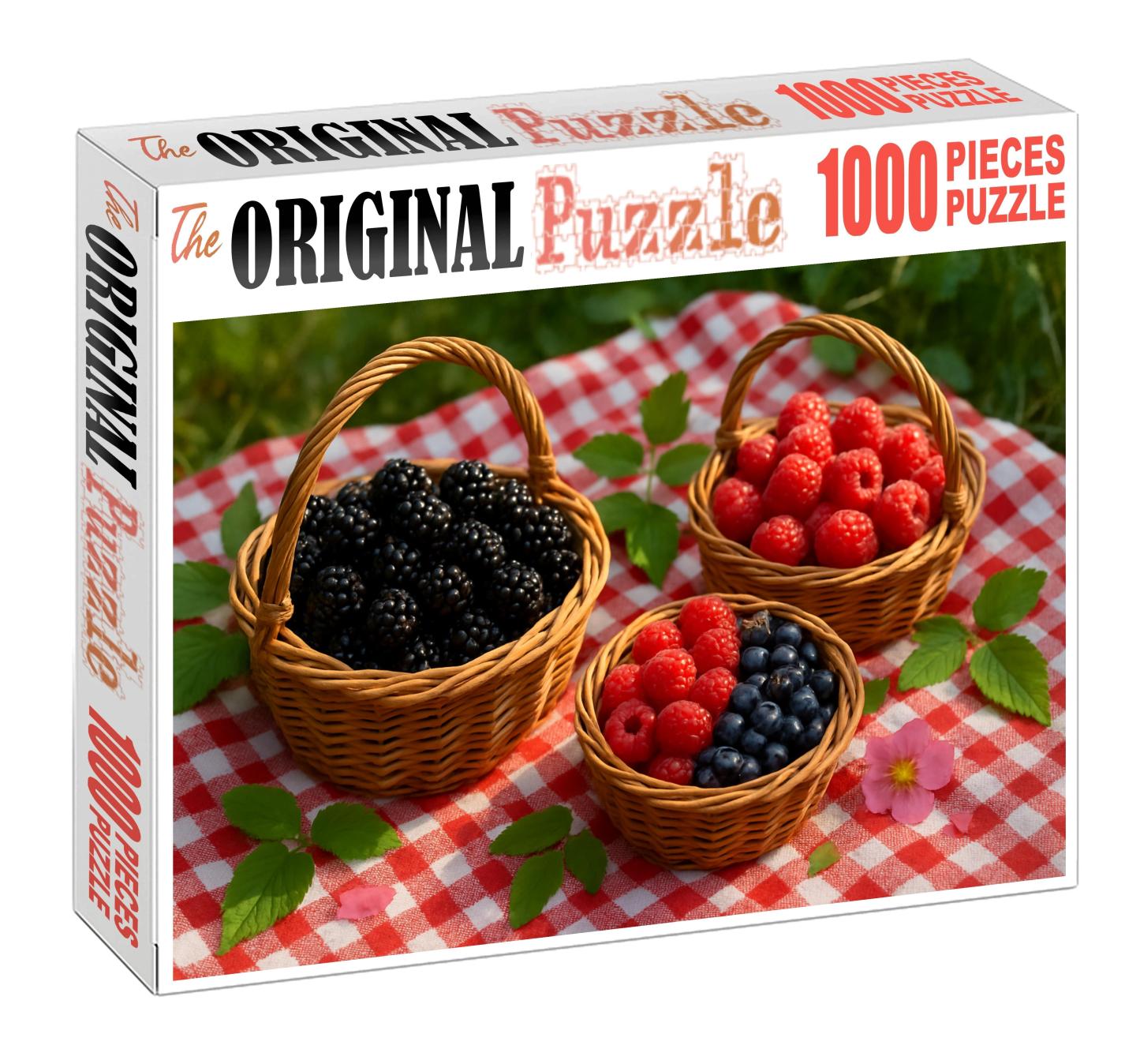 Picnic Pleasures Hand-picked Wild Berries In Natural Woven Containers Premium Puzzle Pieces