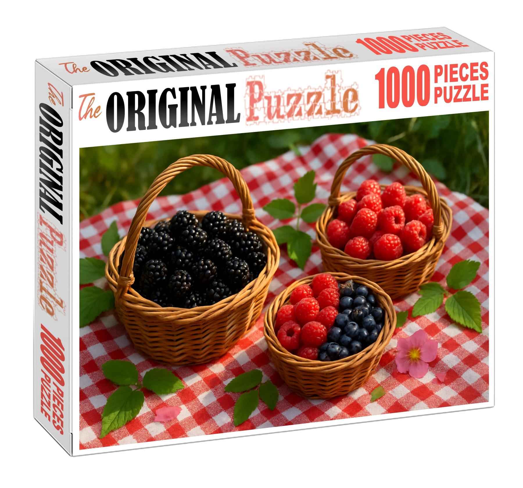 Picnic Pleasures Hand-picked Wild Berries In Natural Woven Containers Premium Puzzle Pieces