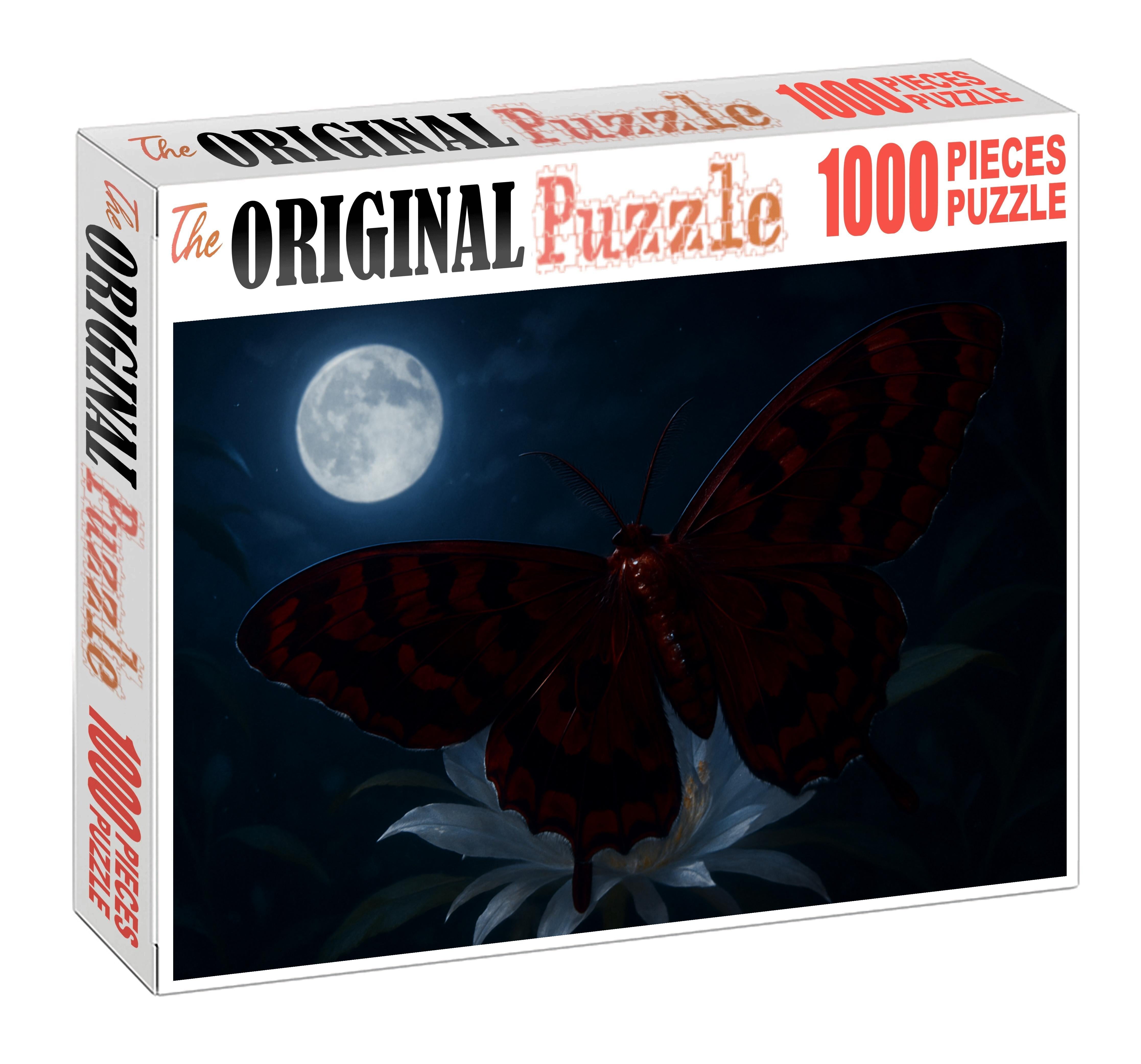 Crimson Phantom Moth Nocturnal Flyer With Iridescent Wing Patterns Large Format Puzzle