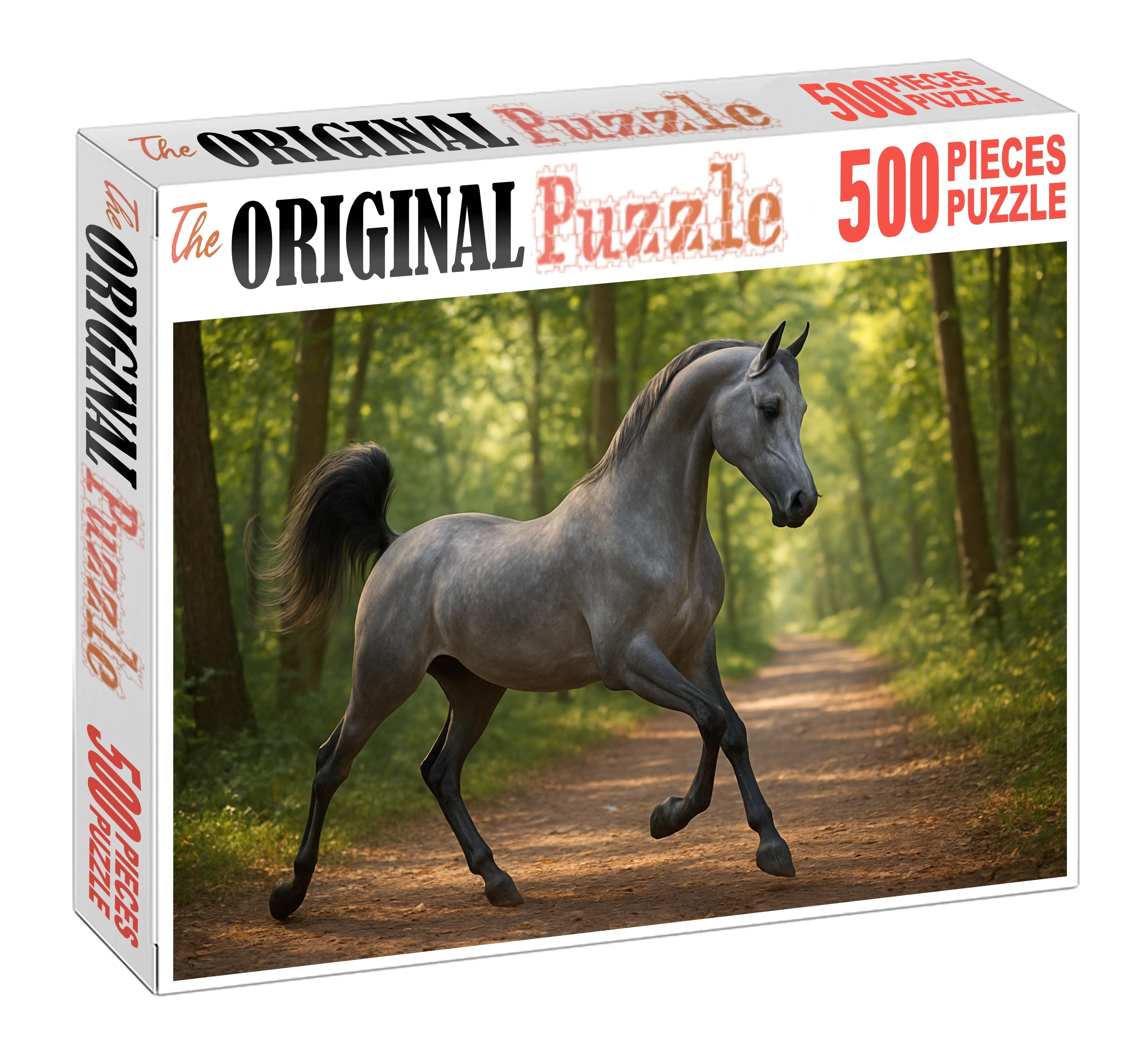 Whispering Willow Graceful Gray Arabian Mare With Floating Canter Puzzle For Kids