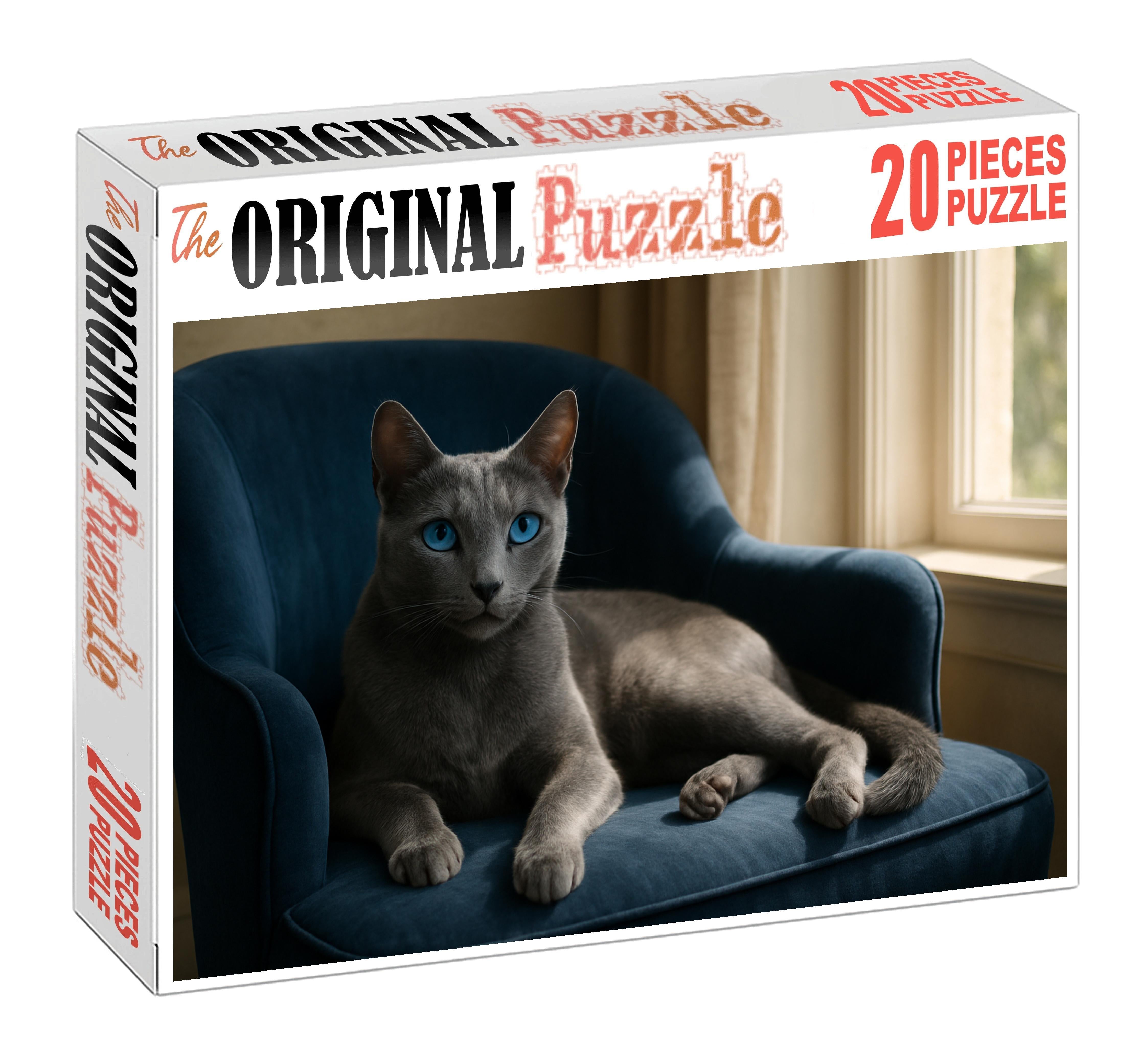 Azure Glow Luminous Blue-eyed Feline With Silky Fur Challenging Puzzles
