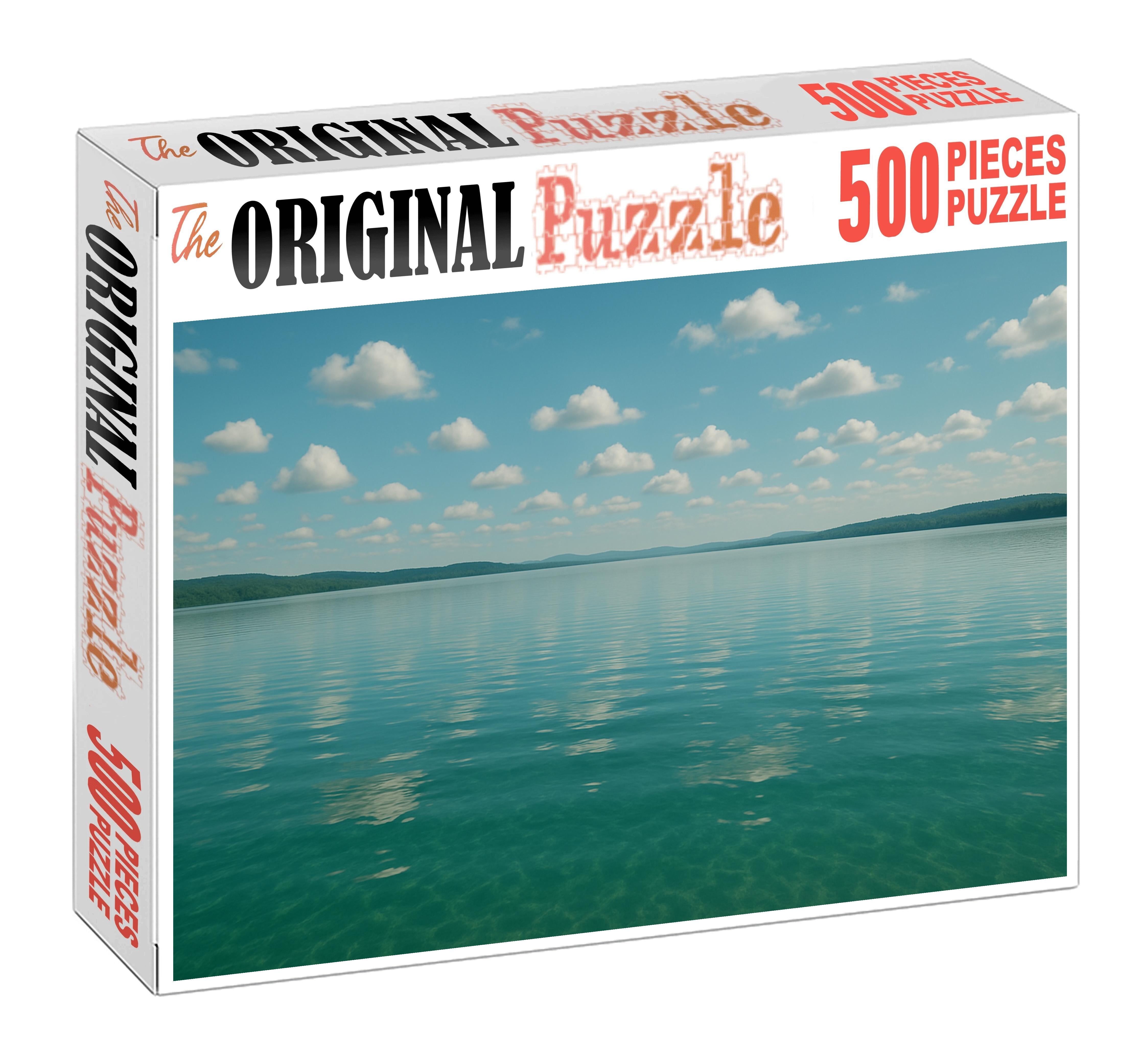 Emerald Twilight Reflection Enchanting Hues Above Tranquil Waters Puzzle Collection