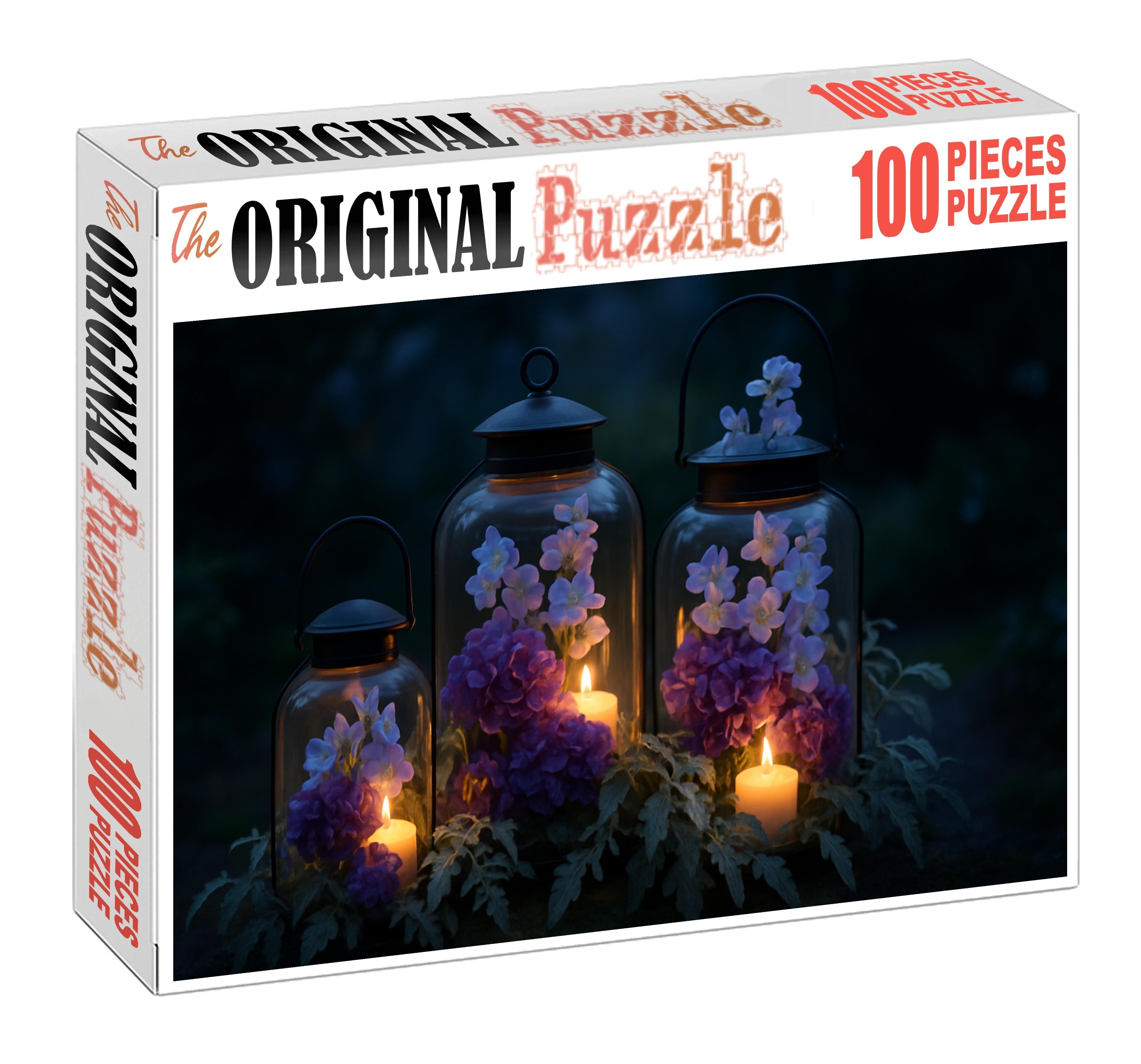 Twilight Garden Lantern A Mystical Blend Of Deep Purples And Soft Blues In A Hanging Arrangement Puzzle For Kids