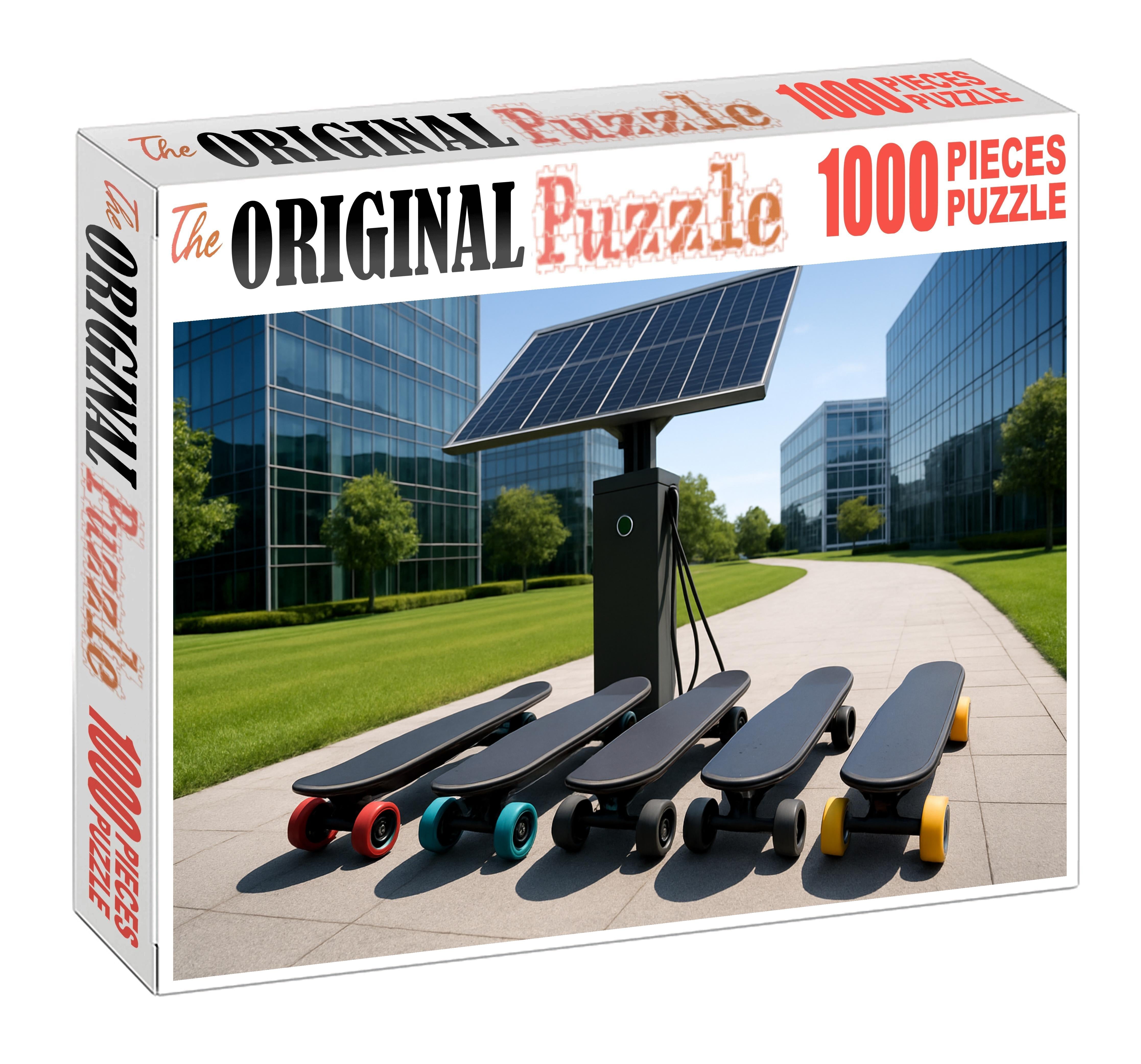 Solar-assisted Electric Skateboard Shuttle Premium Puzzle Pieces