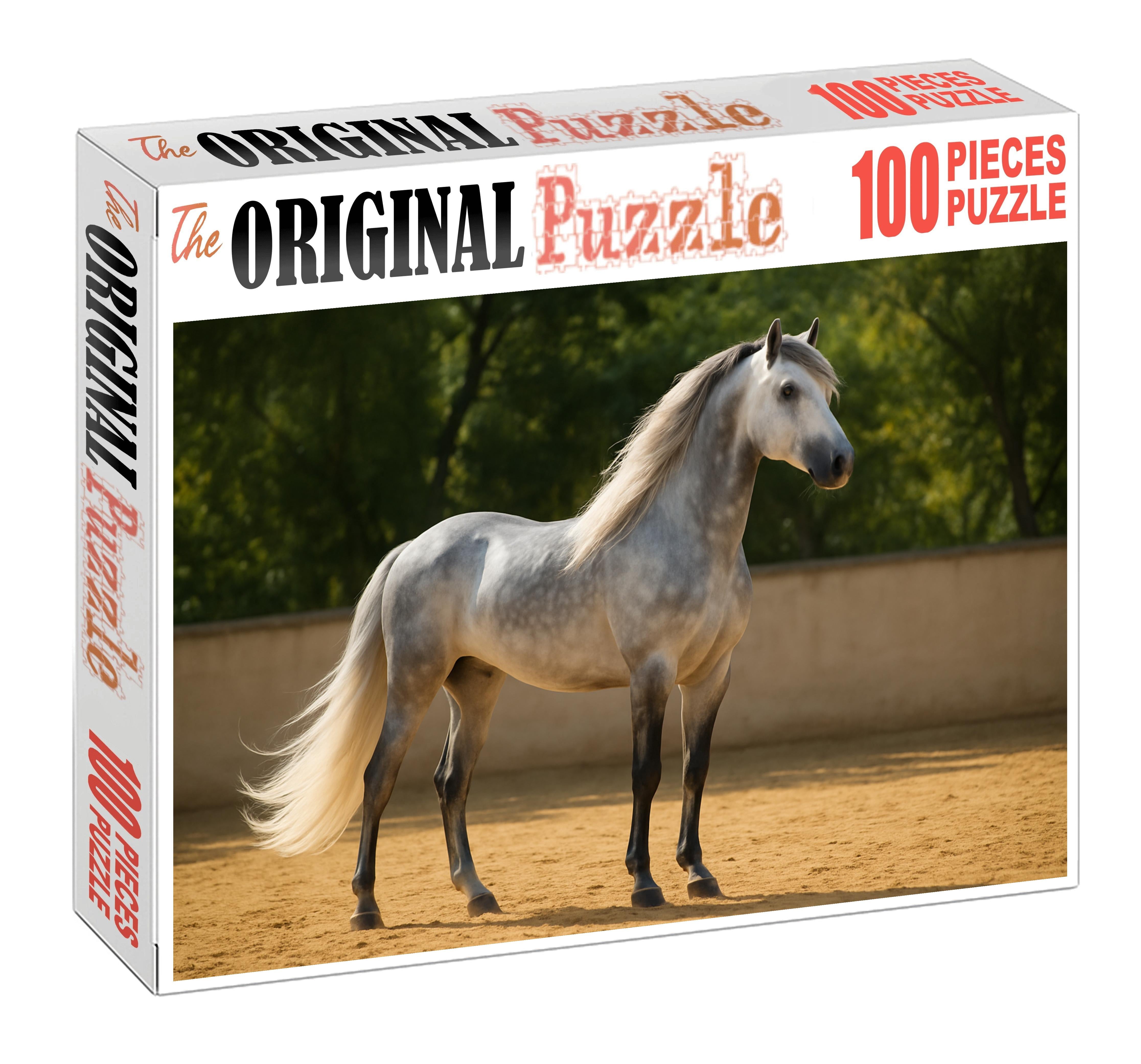 Silver Mist Andalusian Graceful Gray Stallion With Flowing Mane Large Format Puzzle