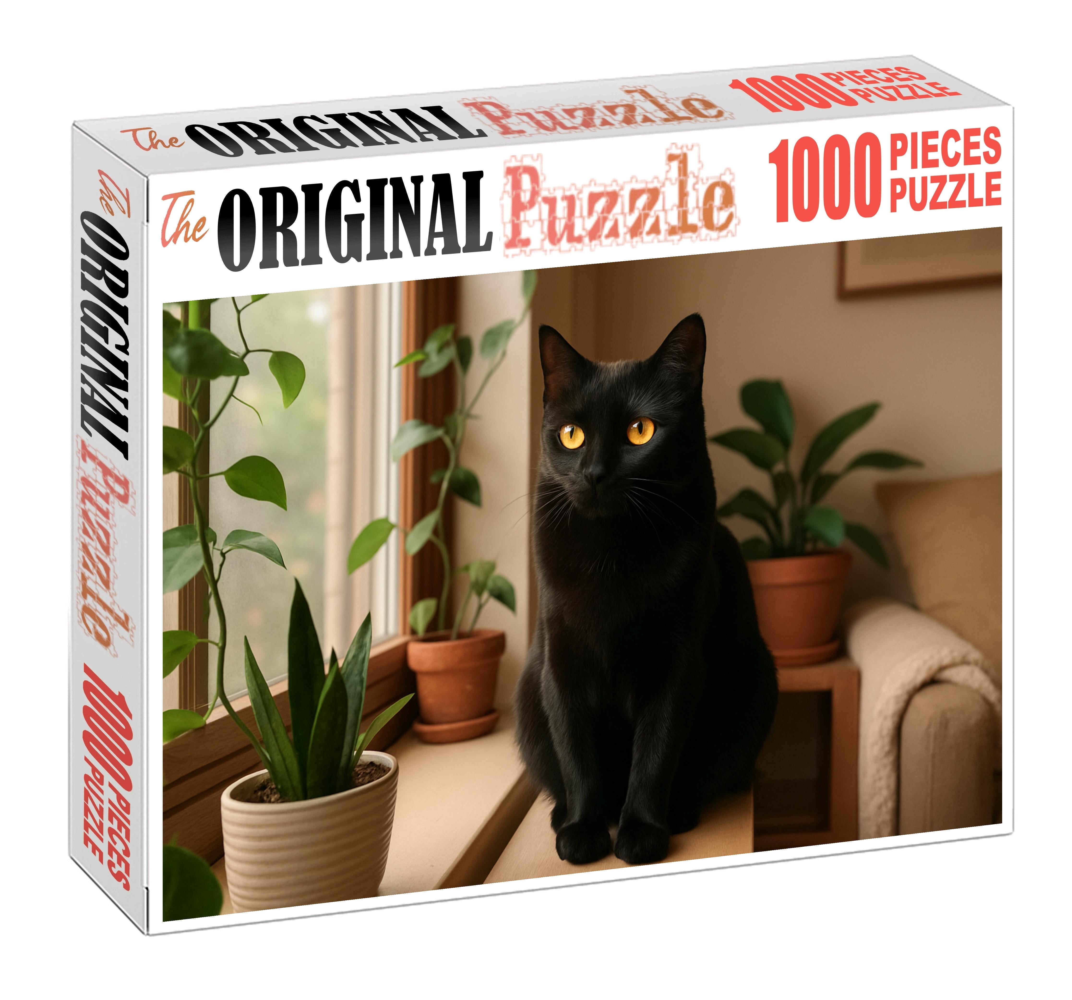 Velvet Nocturne Luxurious Black Shorthair With Playful Grace 200 Piece Puzzle