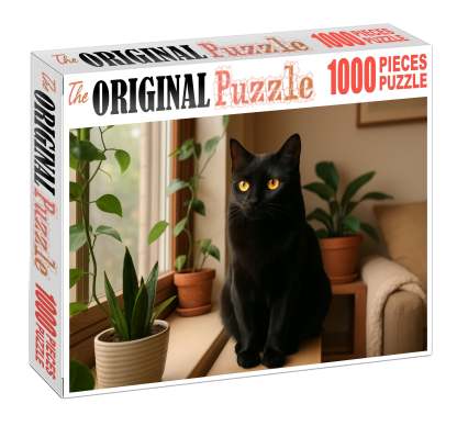Velvet Nocturne Luxurious Black Shorthair With Playful Grace 200 Piece Puzzle