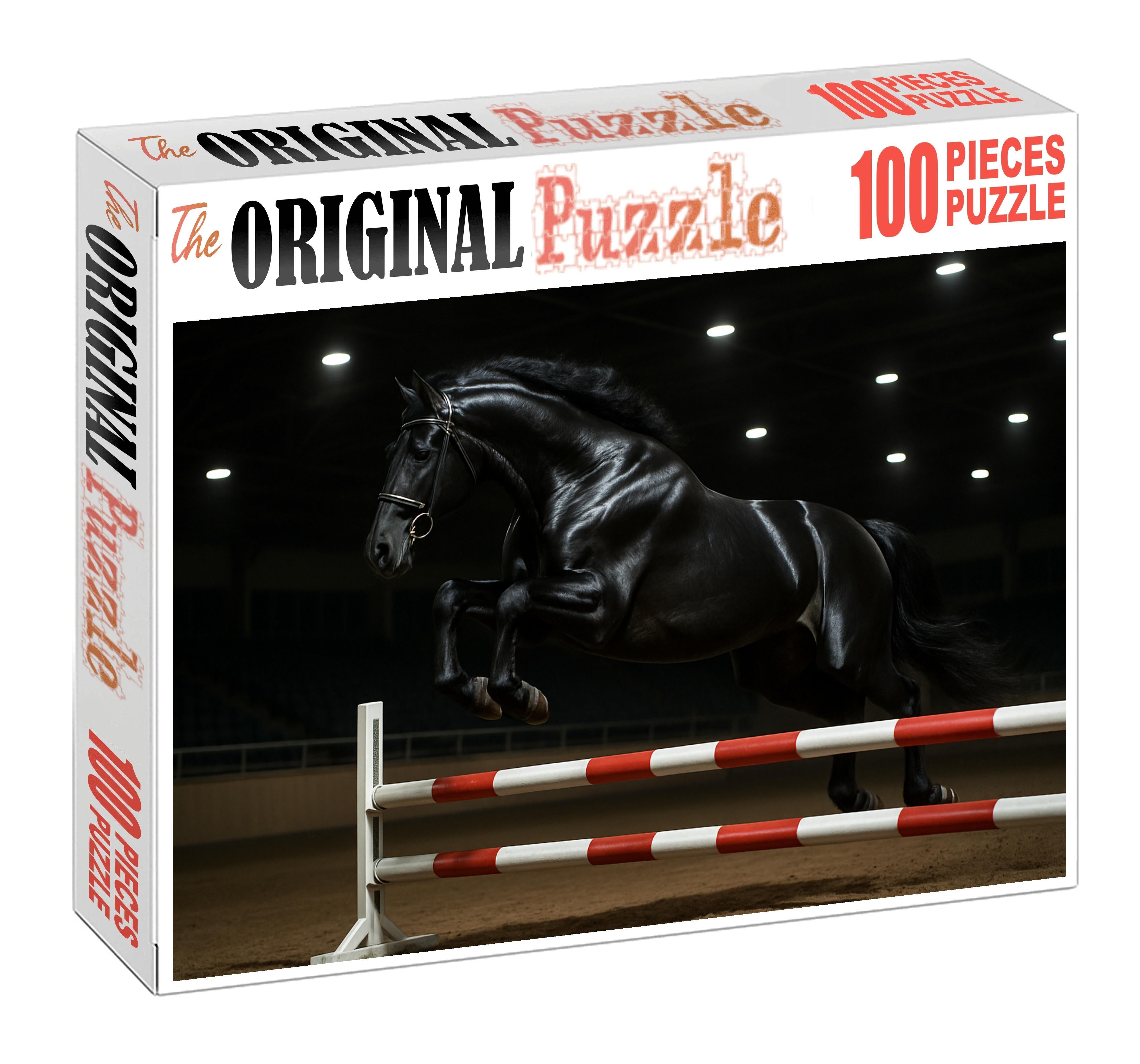 Midnight Velvet Sleek Black Stallion With Dynamic Presence Puzzle For Adults