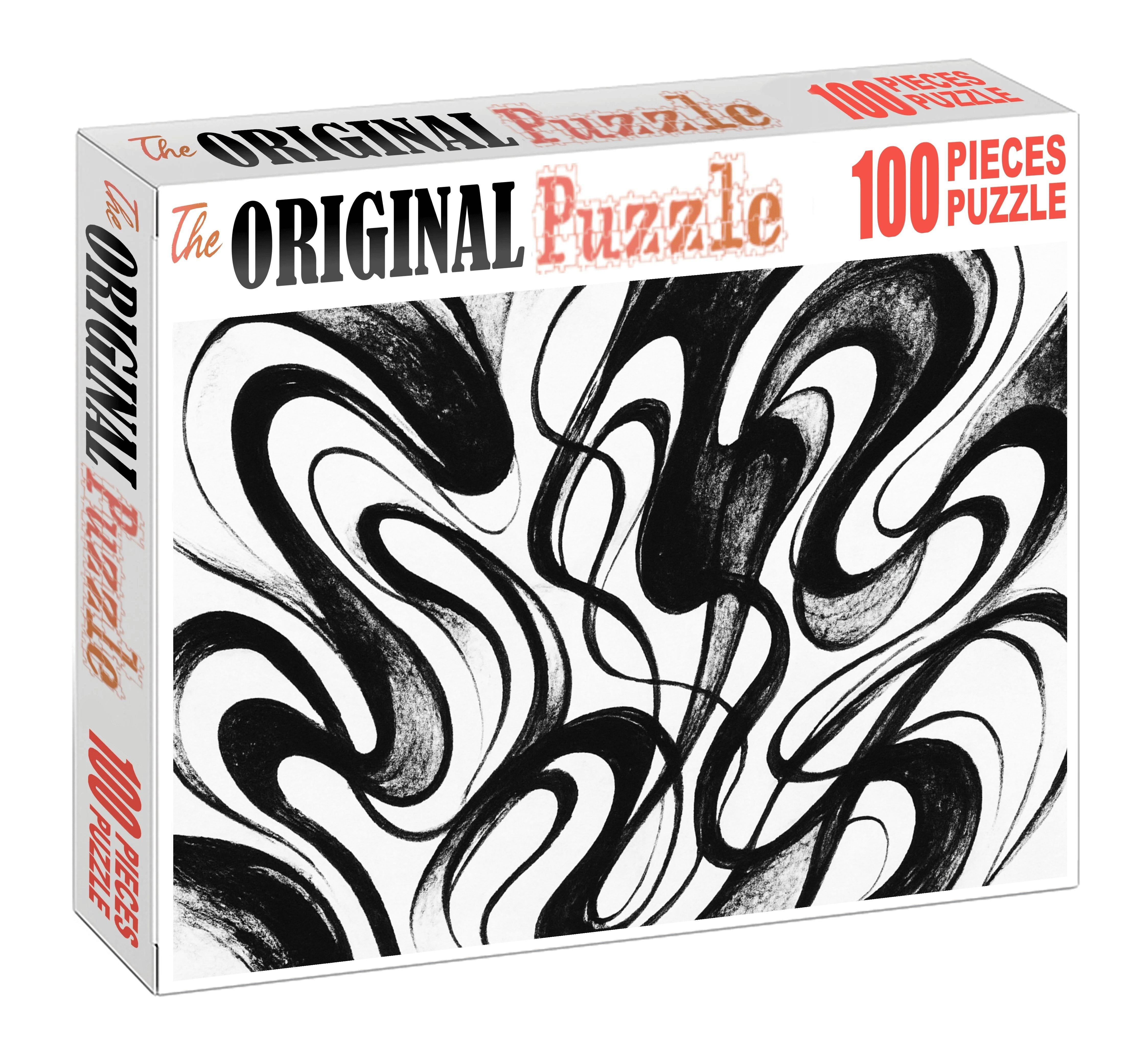 Abstract Organic Forms Ink Brush Strokes With Dynamic Flow And Contrast Large Format Puzzle