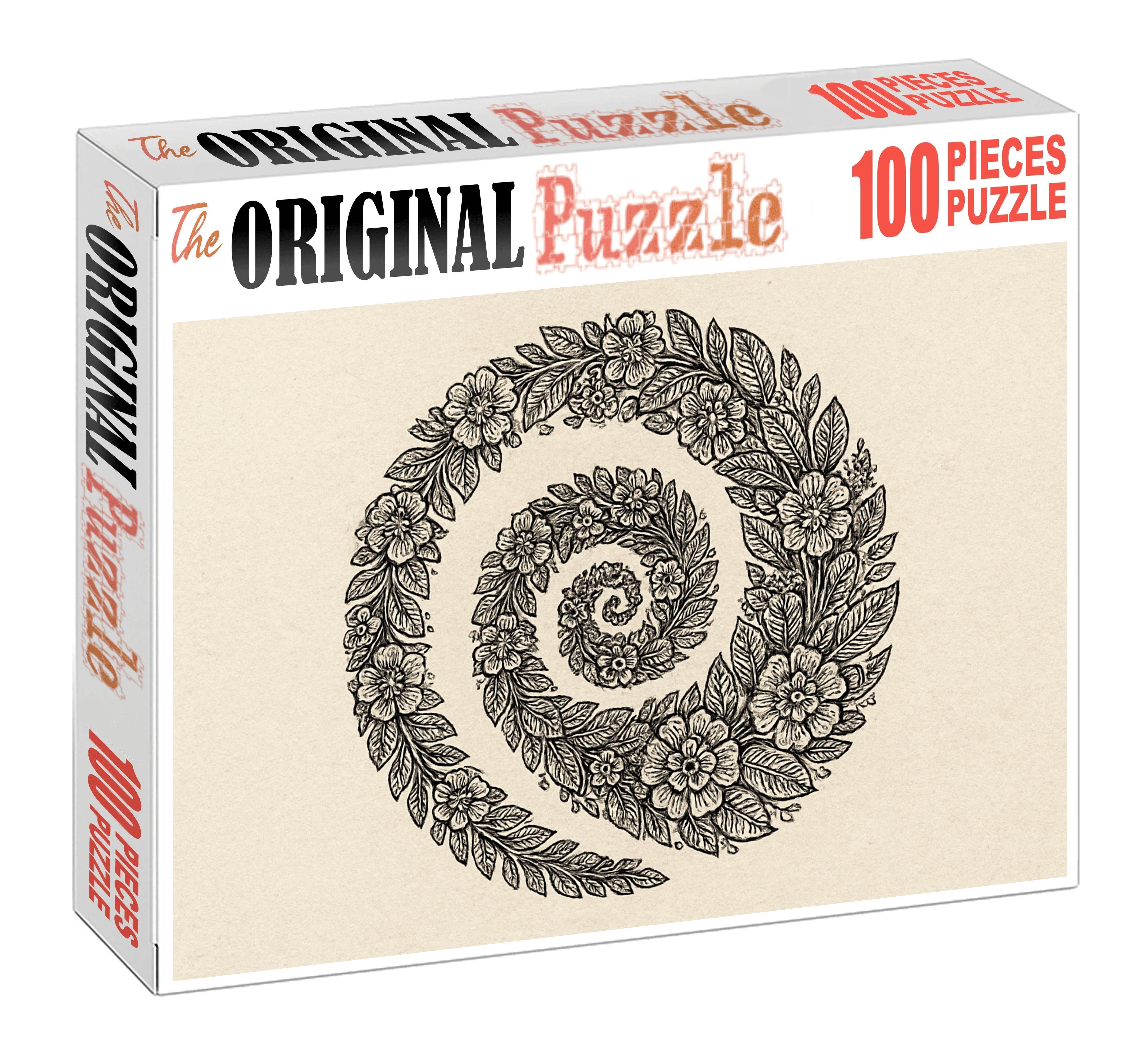 Dynamic Floral Spiral Continuous Ink Line Drawing With Patterned Textures Family Puzzles