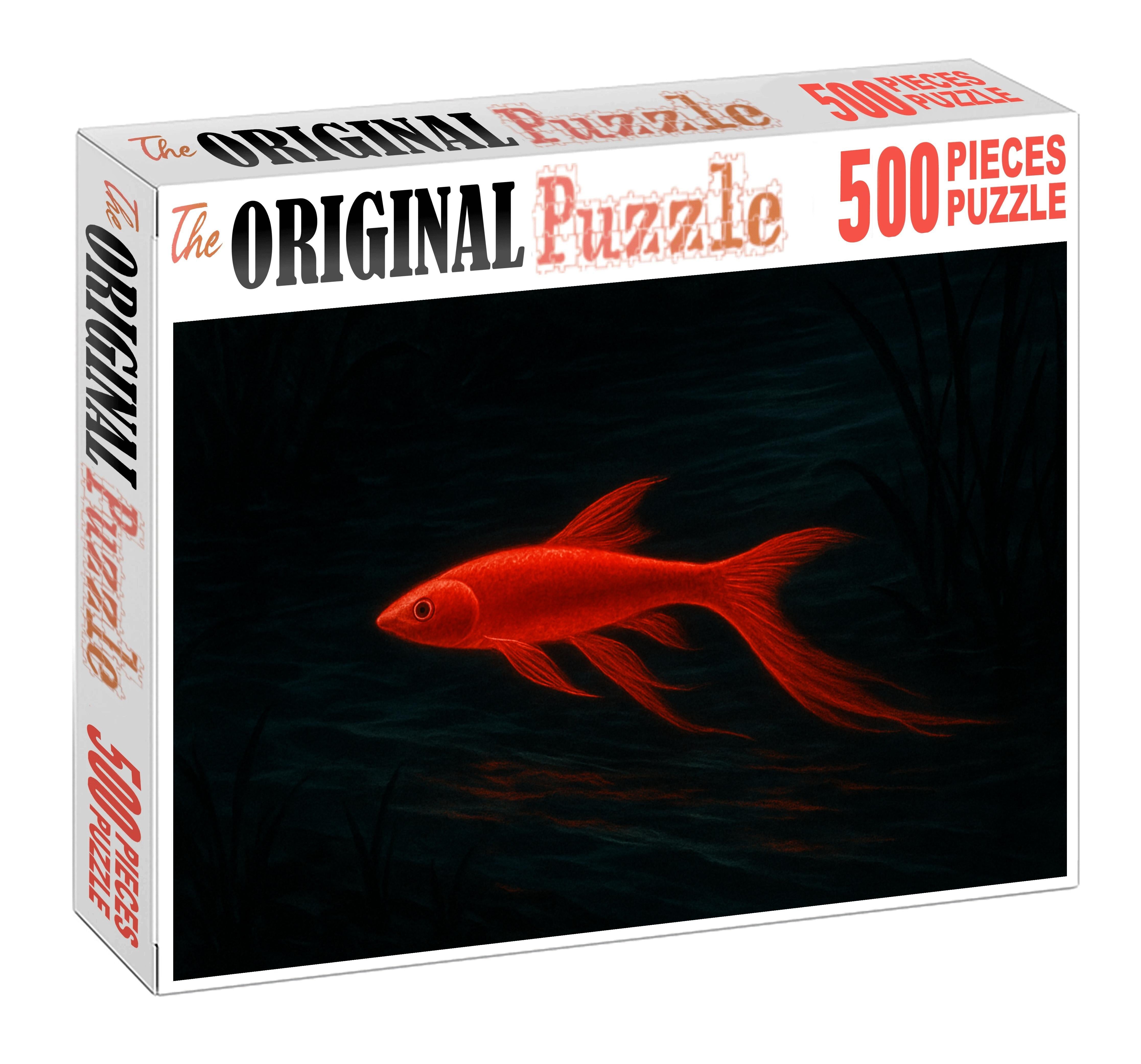 Crimson Ripple Bioluminescent Stream Dweller With Fluid Motions 50 Piece Puzzle