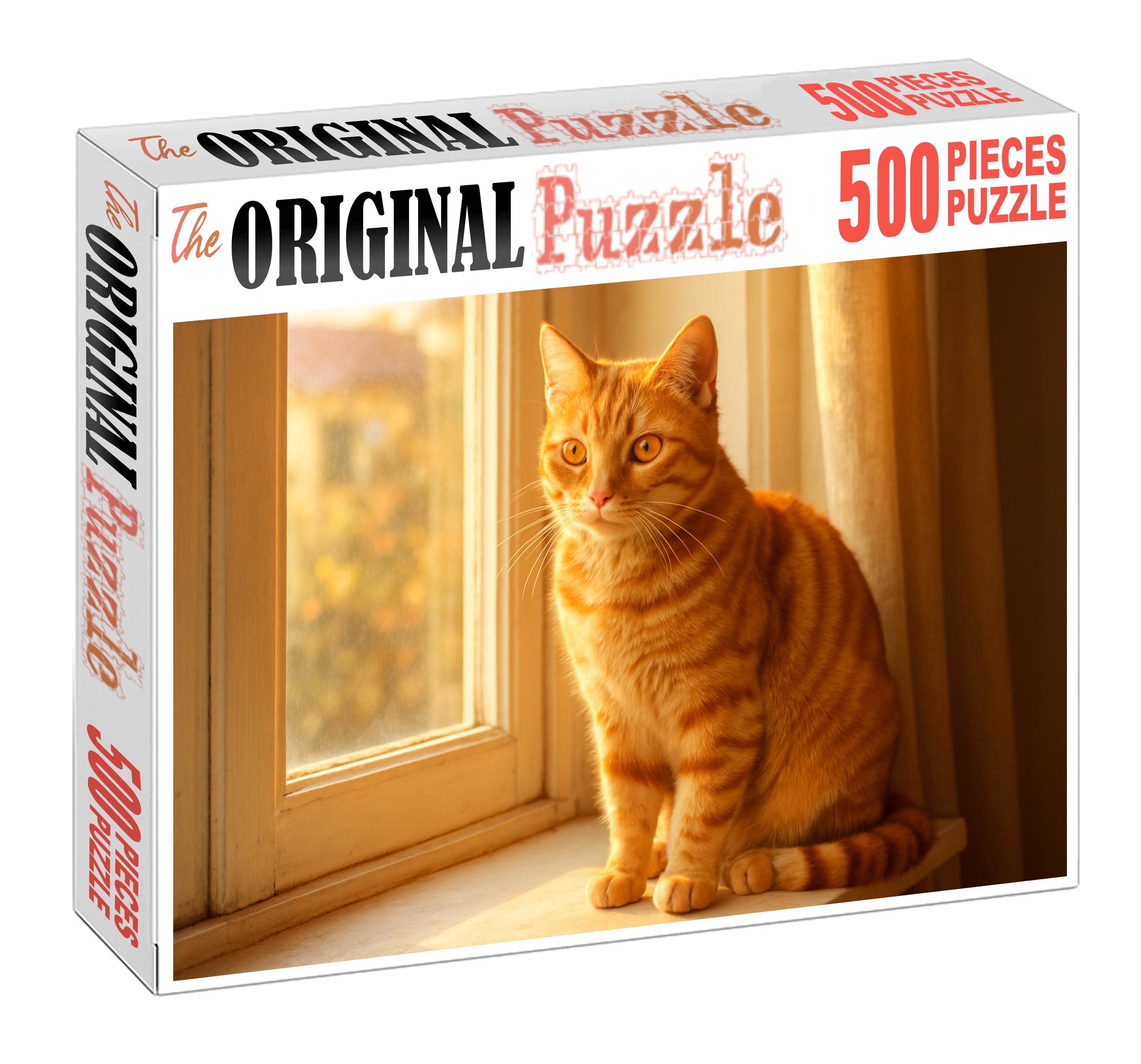 Frosted Topaz Elegant Golden Tabby With Playful Confidence 200 Piece Puzzle
