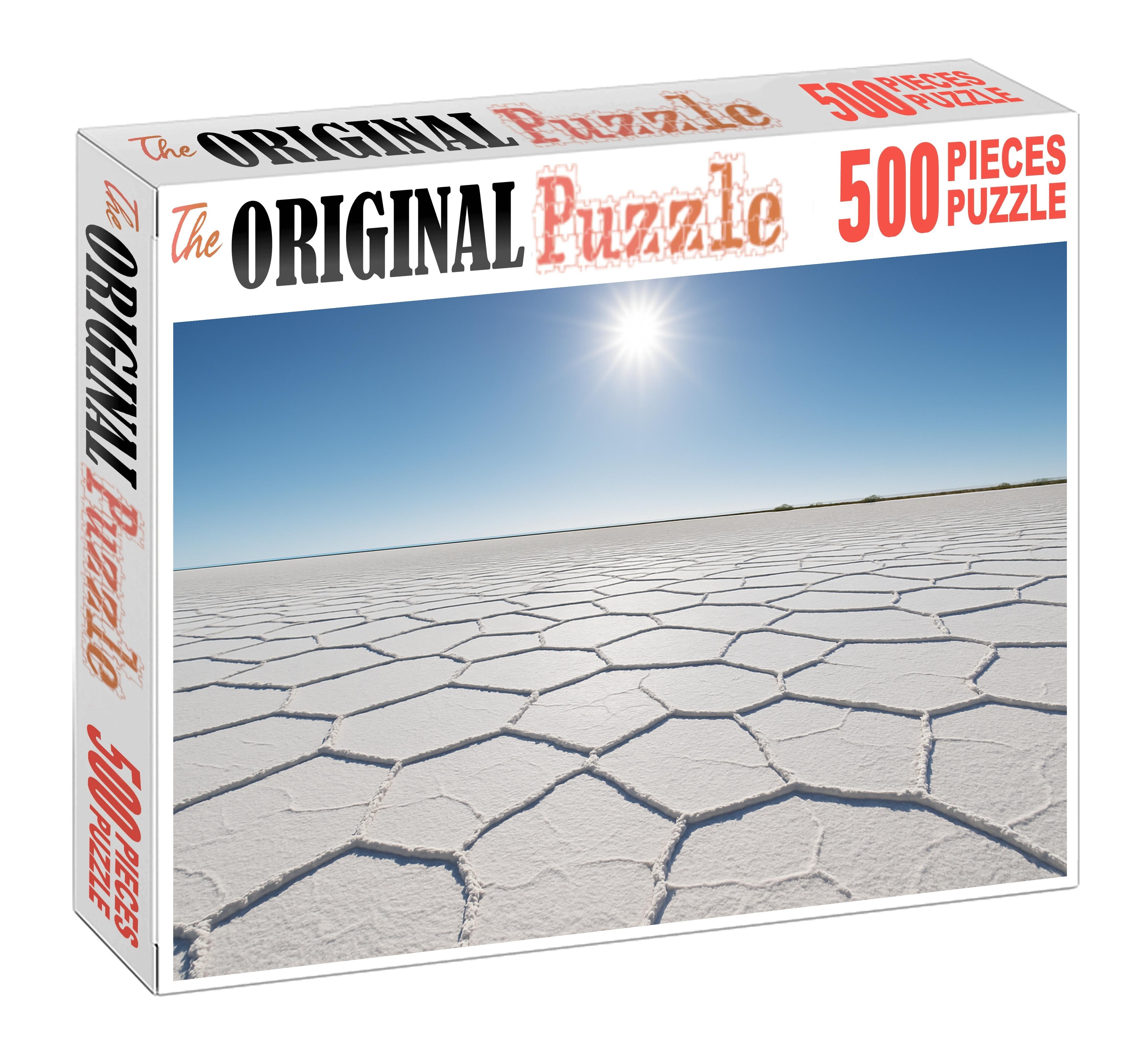 Salt Mirror Glimmering White Flats Beneath Noon Sun Puzzle Challenge