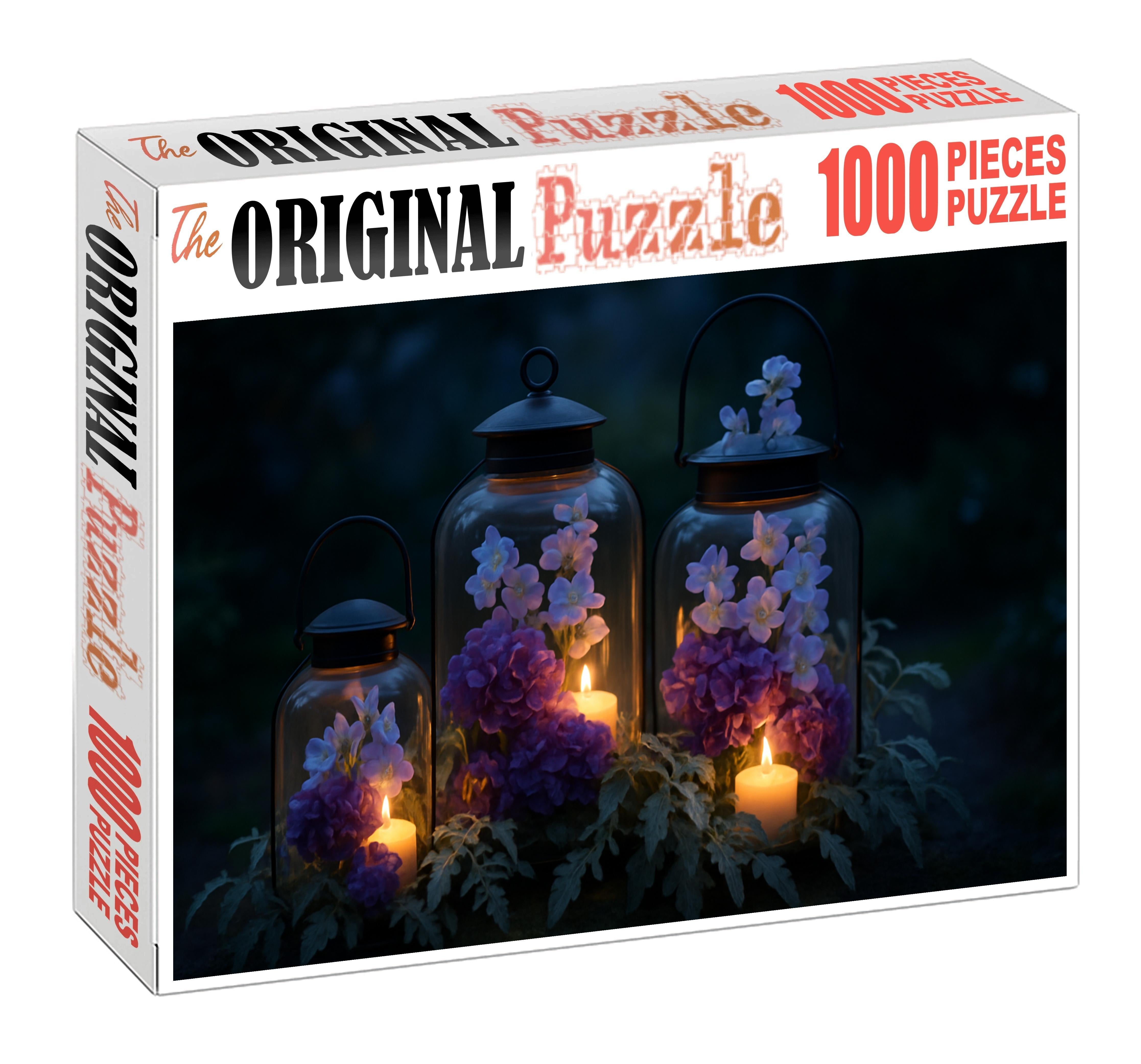 Twilight Garden Lantern A Mystical Blend Of Deep Purples And Soft Blues In A Hanging Arrangement Puzzle For Kids