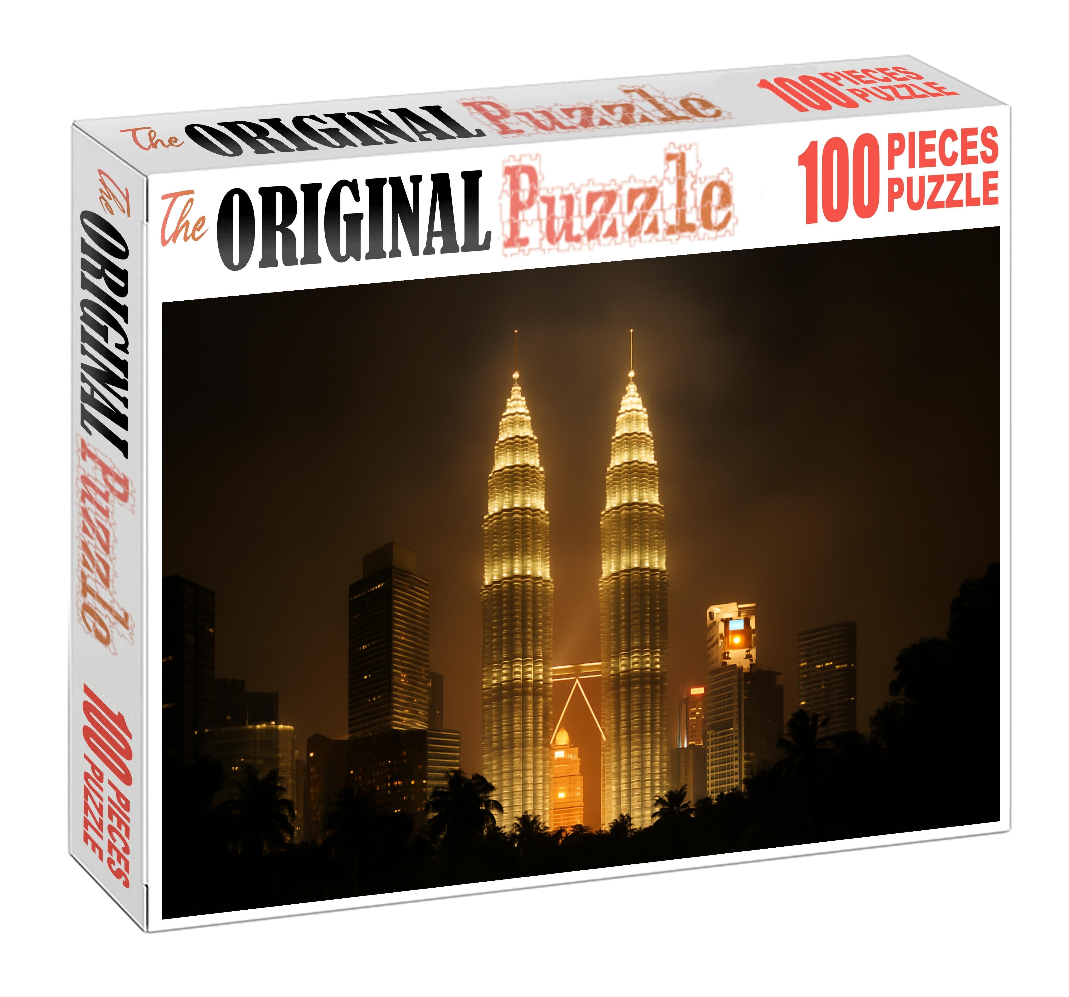 Kuala Lumpur City Centre Skyline The Twin Petronas Towers Dominating A Tropical Urban Setting Puzzle Challenge