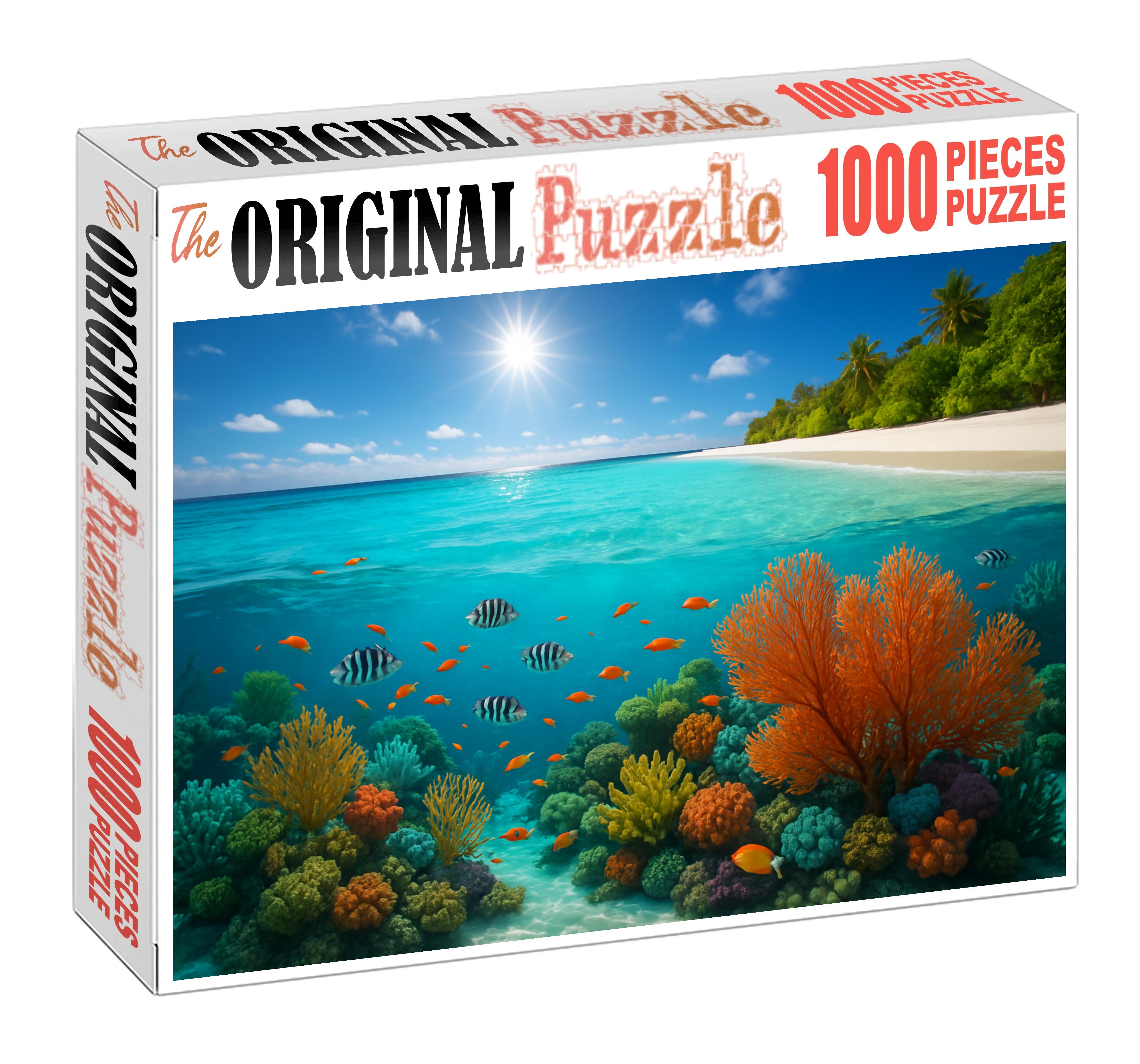 Sun-kissed Coral Cay Turquoise Lagoon With Vibrant Reef Life 20 Piece Puzzle