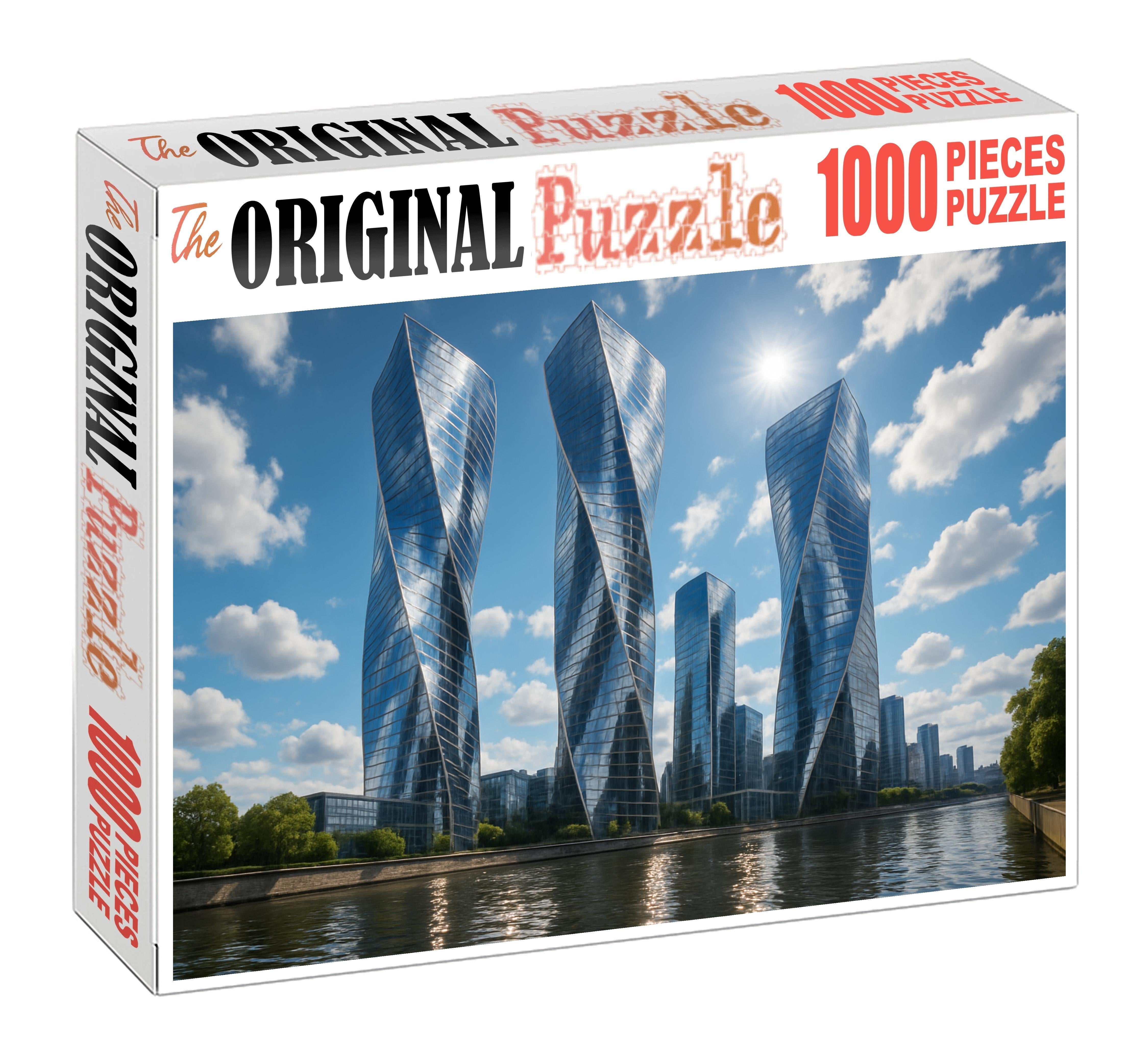 Lujiazui Skyline Futuristic Riverbank With Shanghai Tower And Twisting Skyscrapers Puzzle For Adults