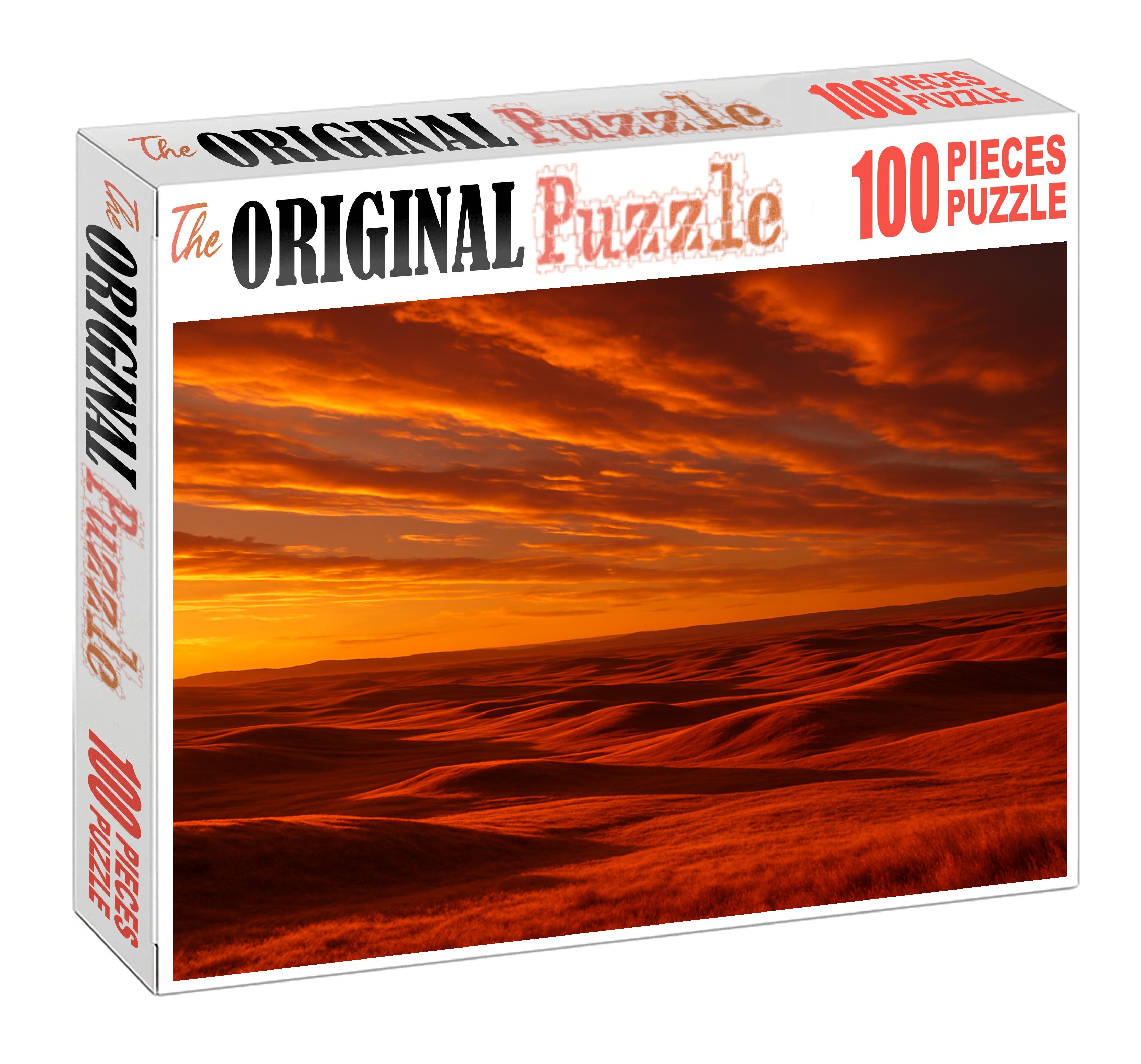 Amber Radiance Over Rolling Plains Mini Puzzle