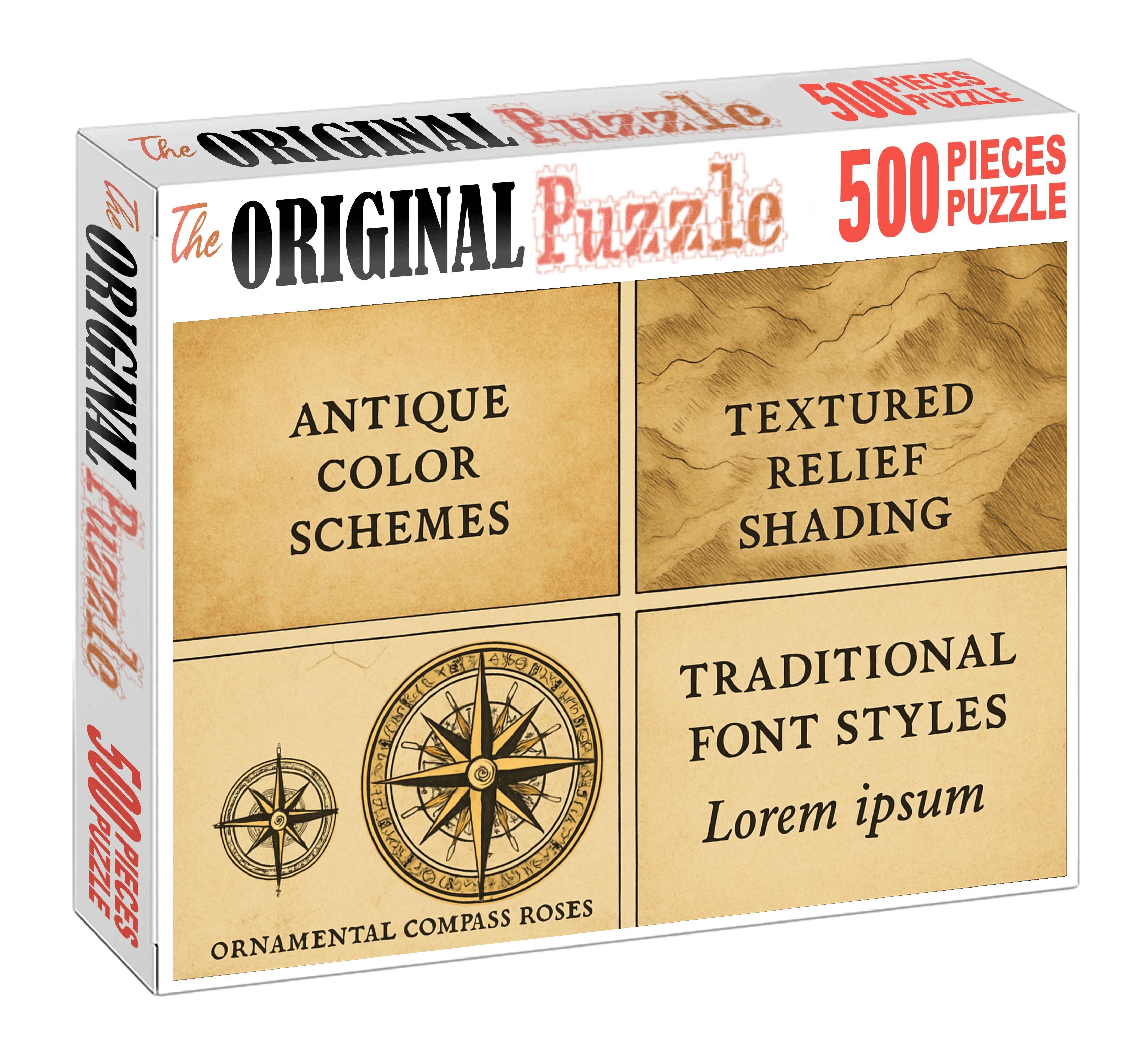 Historical Cartographic Styles Comparison Map Large Format Puzzle